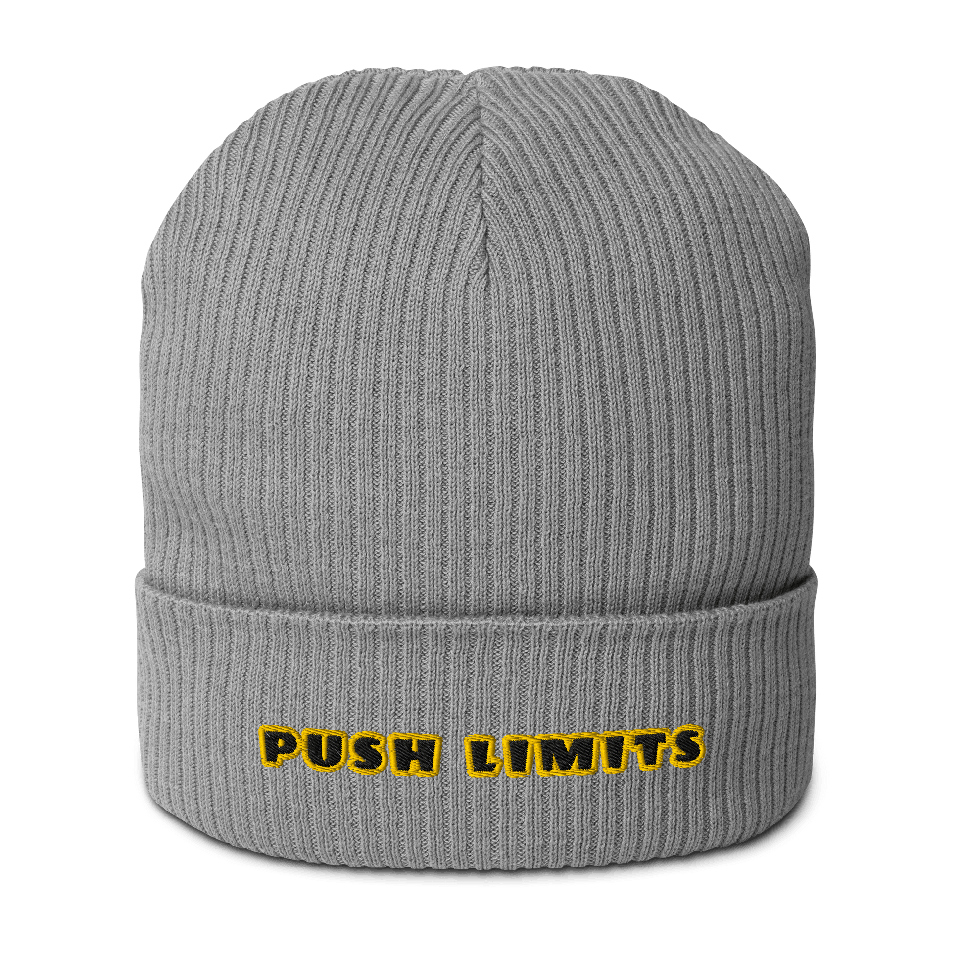 Stylish3Tees.com Beanie Push Limits Organic Embroidered Ribbed Beanie