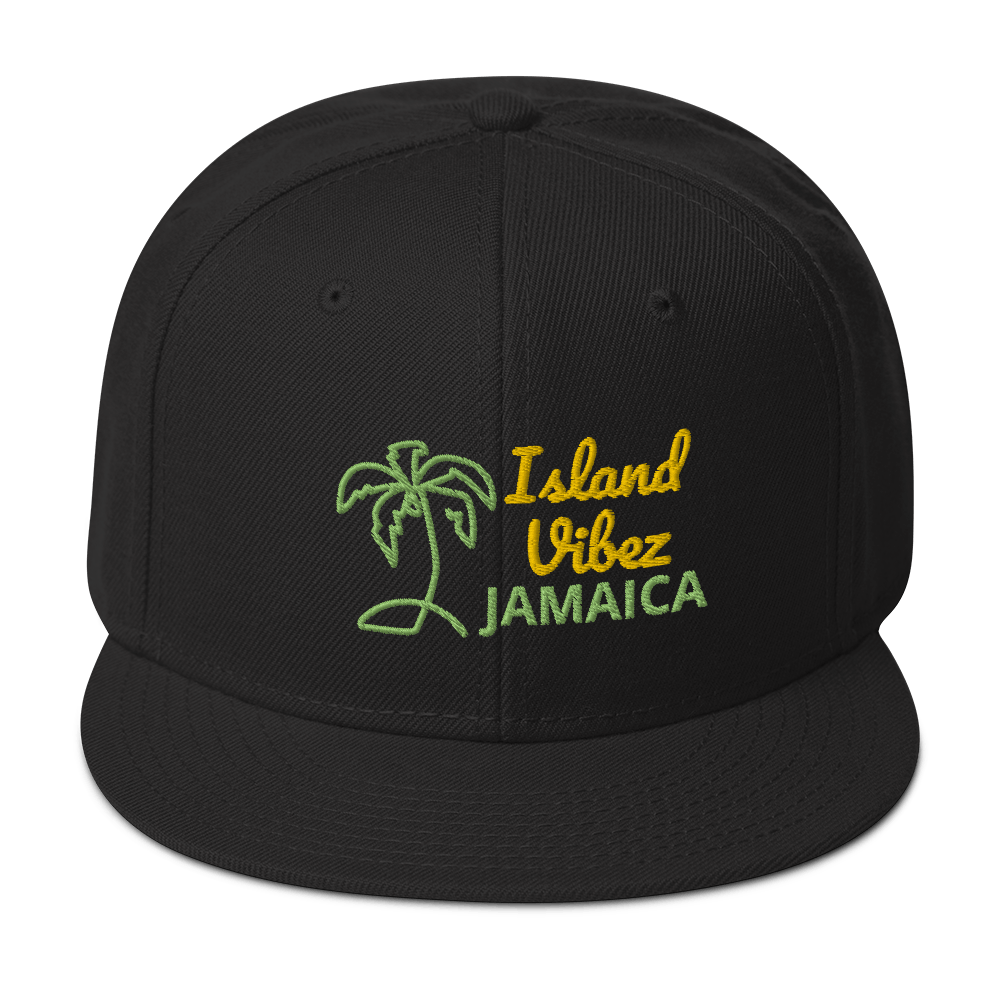 Stylish3Tees.com Black Island Vibes Jamaica Snapback Hat