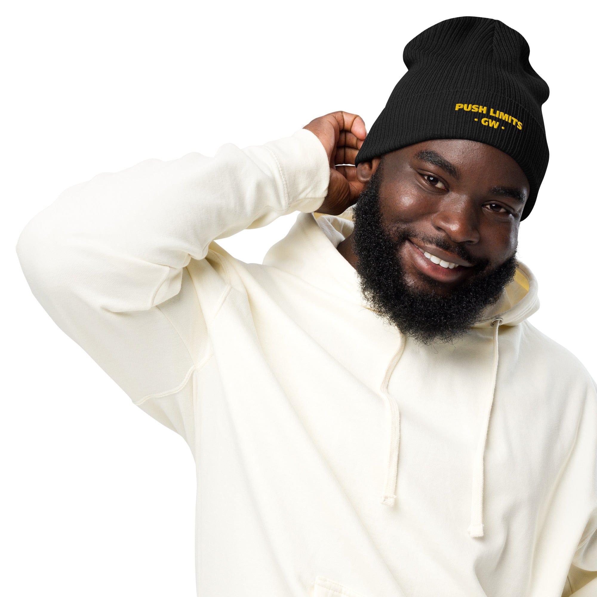 Stylish3Tees.com Black Push Limits Organic Ribbed Beanie