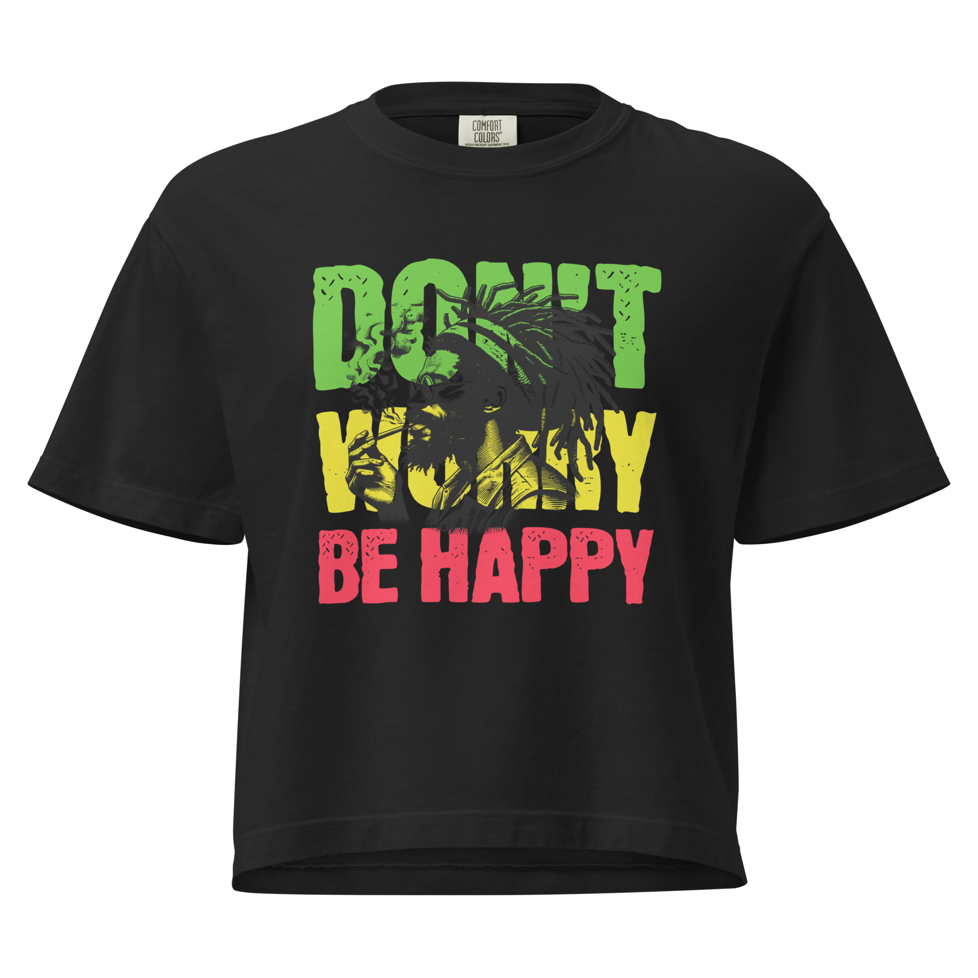 Stylish3Tees.com Black / S Don't Worry, Be Happy Women’s heavyweight boxy tee