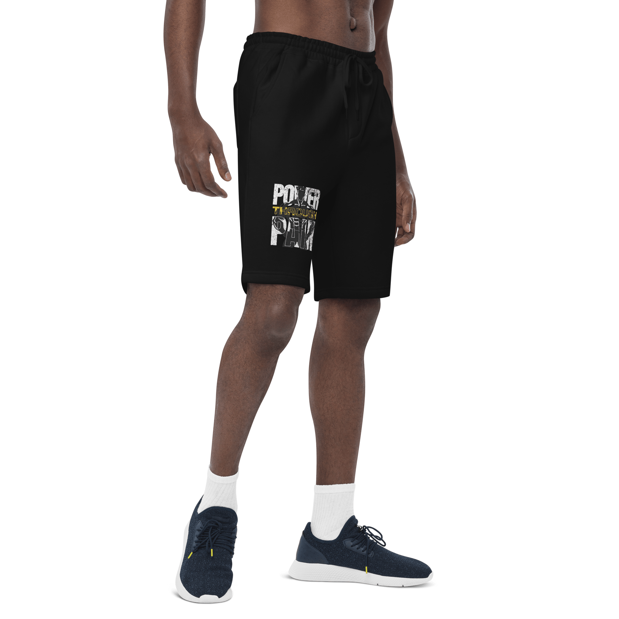 Stylish3Tees.com Black / S Power Through Pain Men's fleece shorts