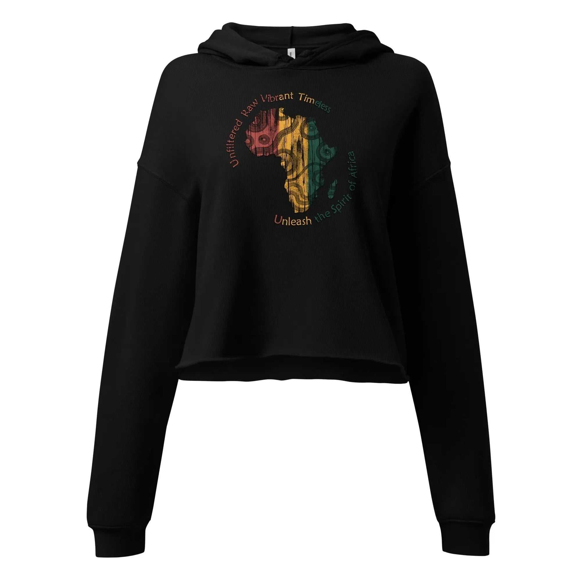 STYLISH3TEES.COM Black / S Spirit Of Africa Ladies Crop Hoodie