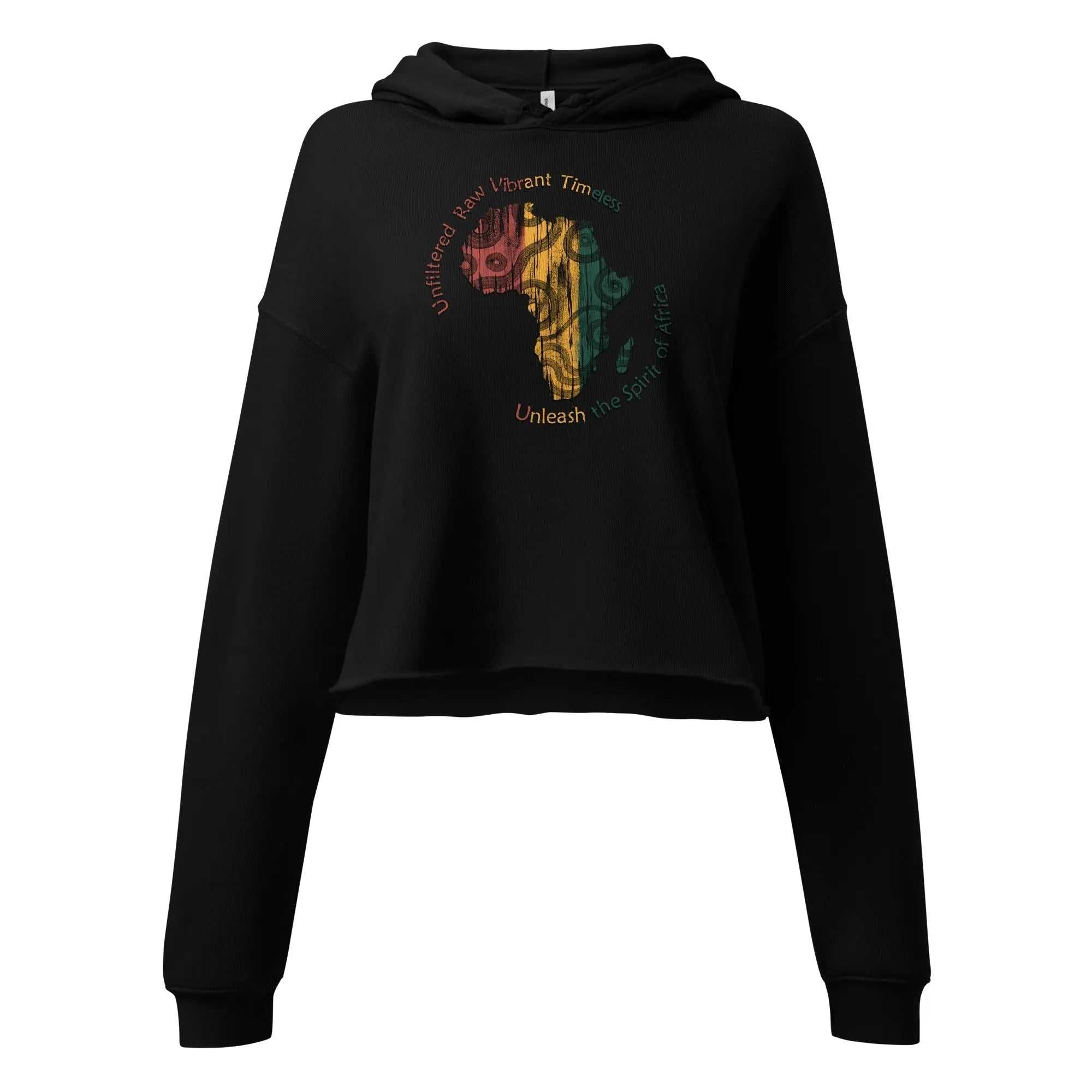 STYLISH3TEES.COM Black / S Spirit Of Africa Ladies Crop Hoodie