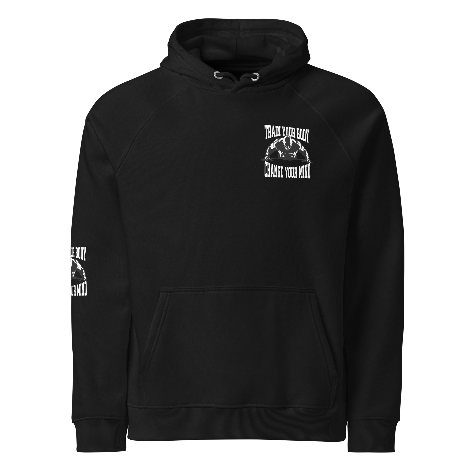 Stylish3Tees.com Black / XS Train Your Body Change Your Mind Unisex eco raglan hoodie