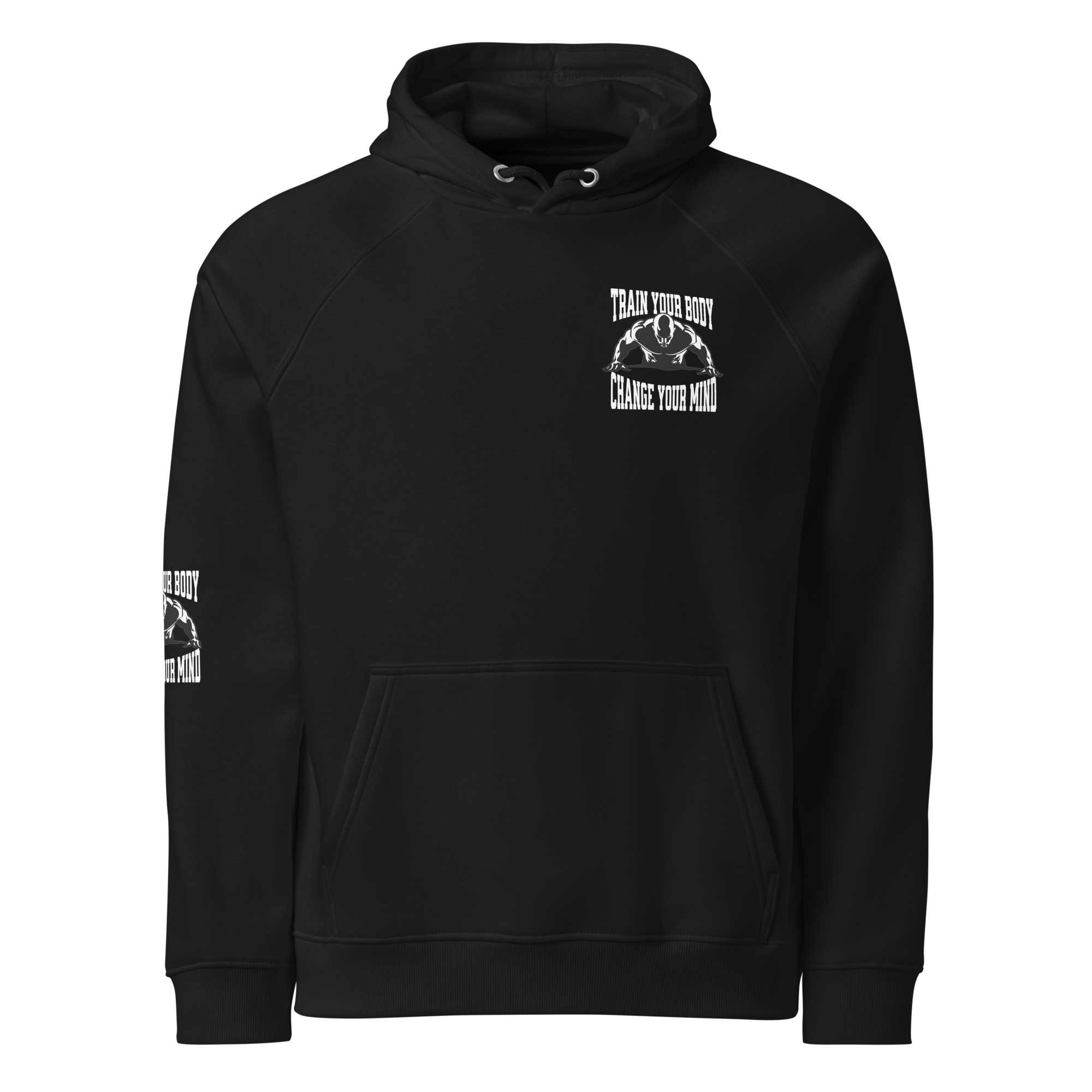 Stylish3Tees.com Black / XS Train Your Body Change Your Mind Unisex eco raglan hoodie