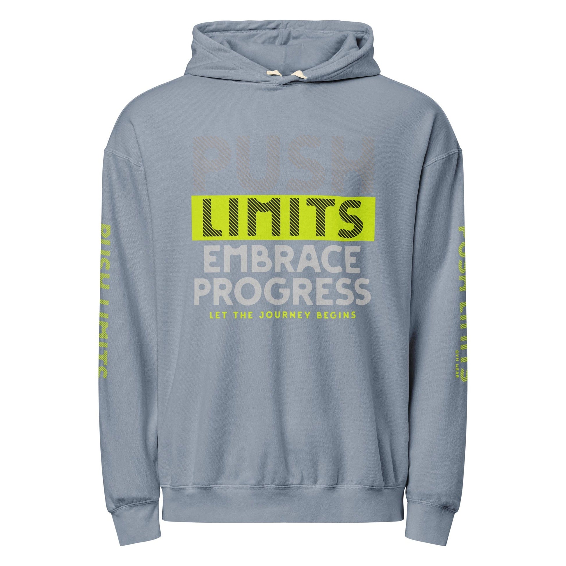 Stylish3Tees.com Blue Jean / S Push Limits Embrace Progress Unisex garment-dyed lightweight hoodie