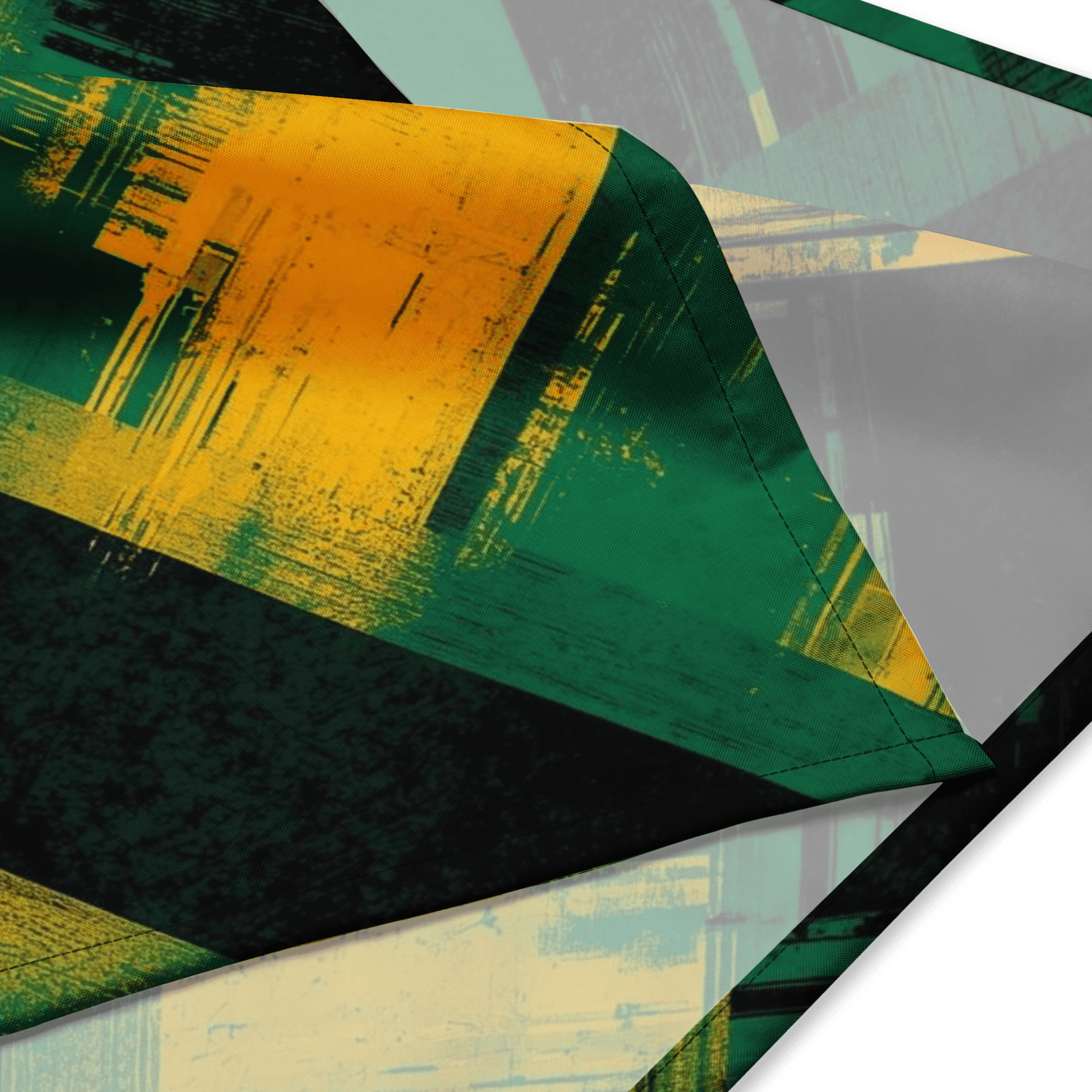 Stylish3Tees.com Bold Geometry (Green, Gold & Black) All-over print bandana