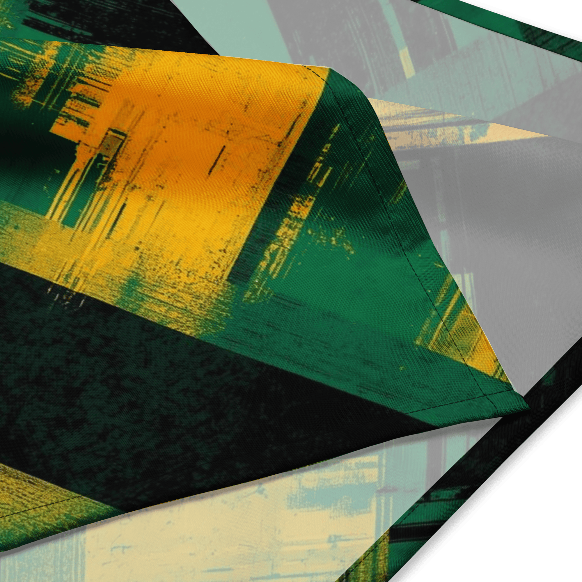 Stylish3Tees.com Bold Geometry (Green, Gold & Black) All-over print bandana