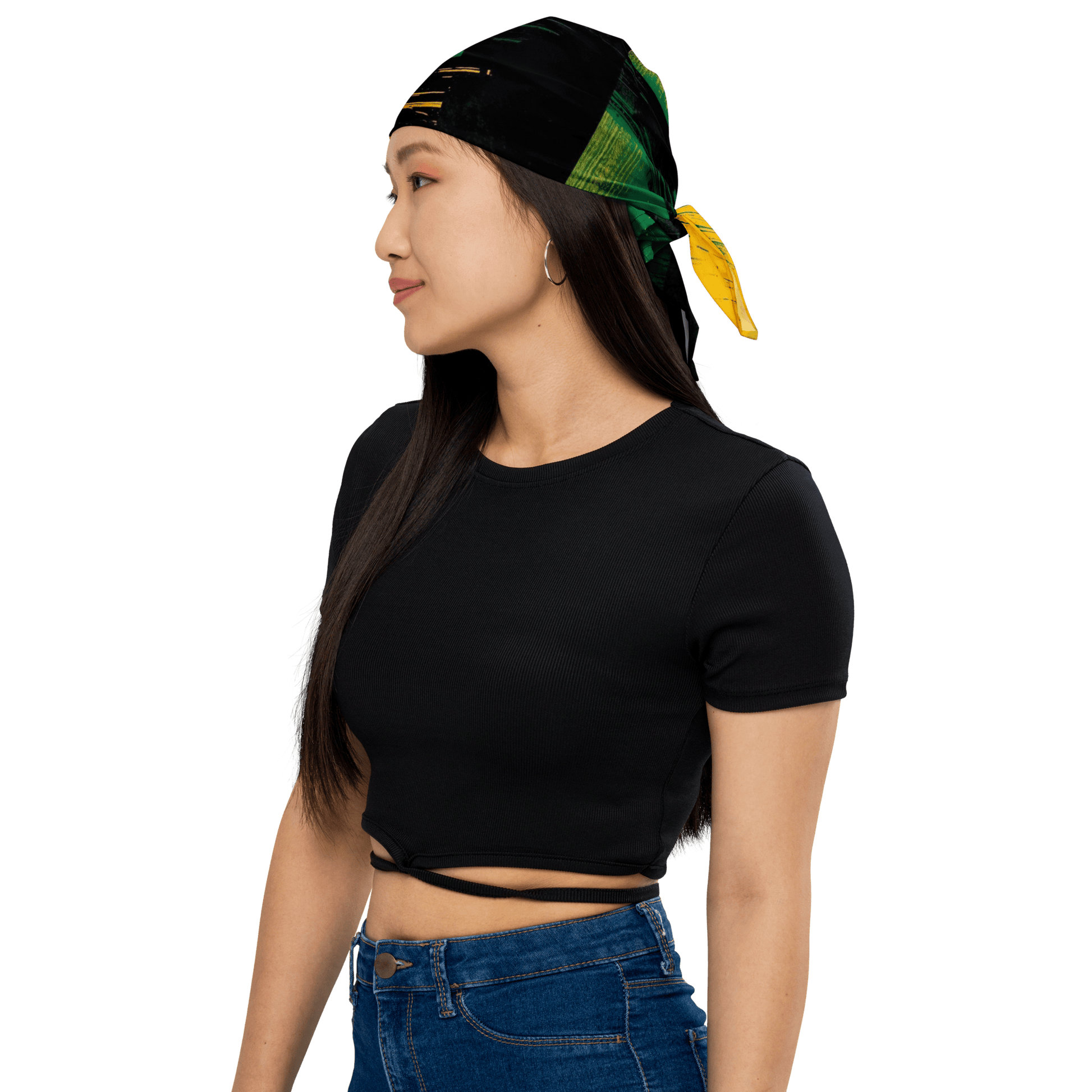 Stylish3Tees.com Bold Geometry (Green, Gold & Black) All-over print bandana