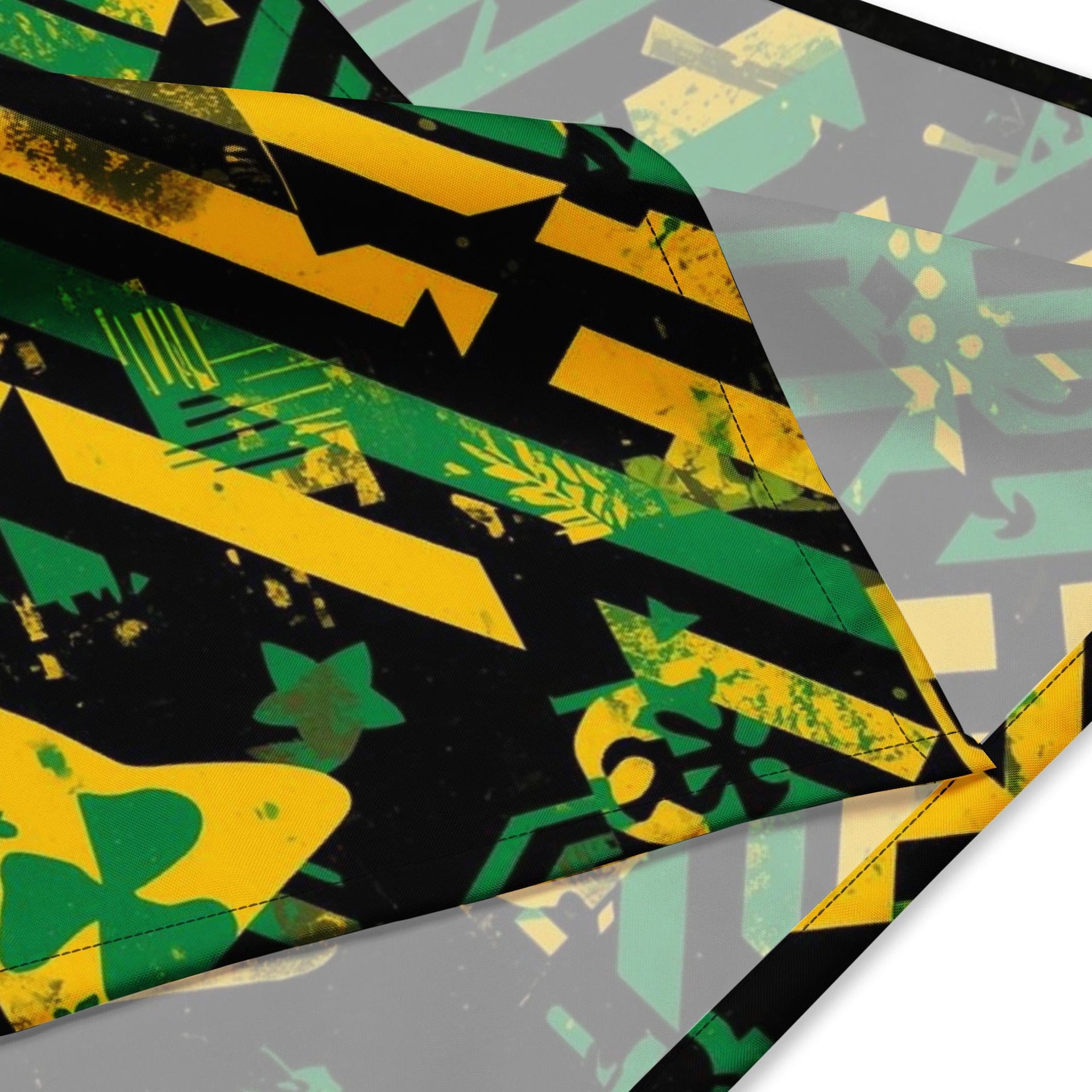 Stylish3Tees.com Bold Geometry (Green, Gold & Black) All-over print bandana