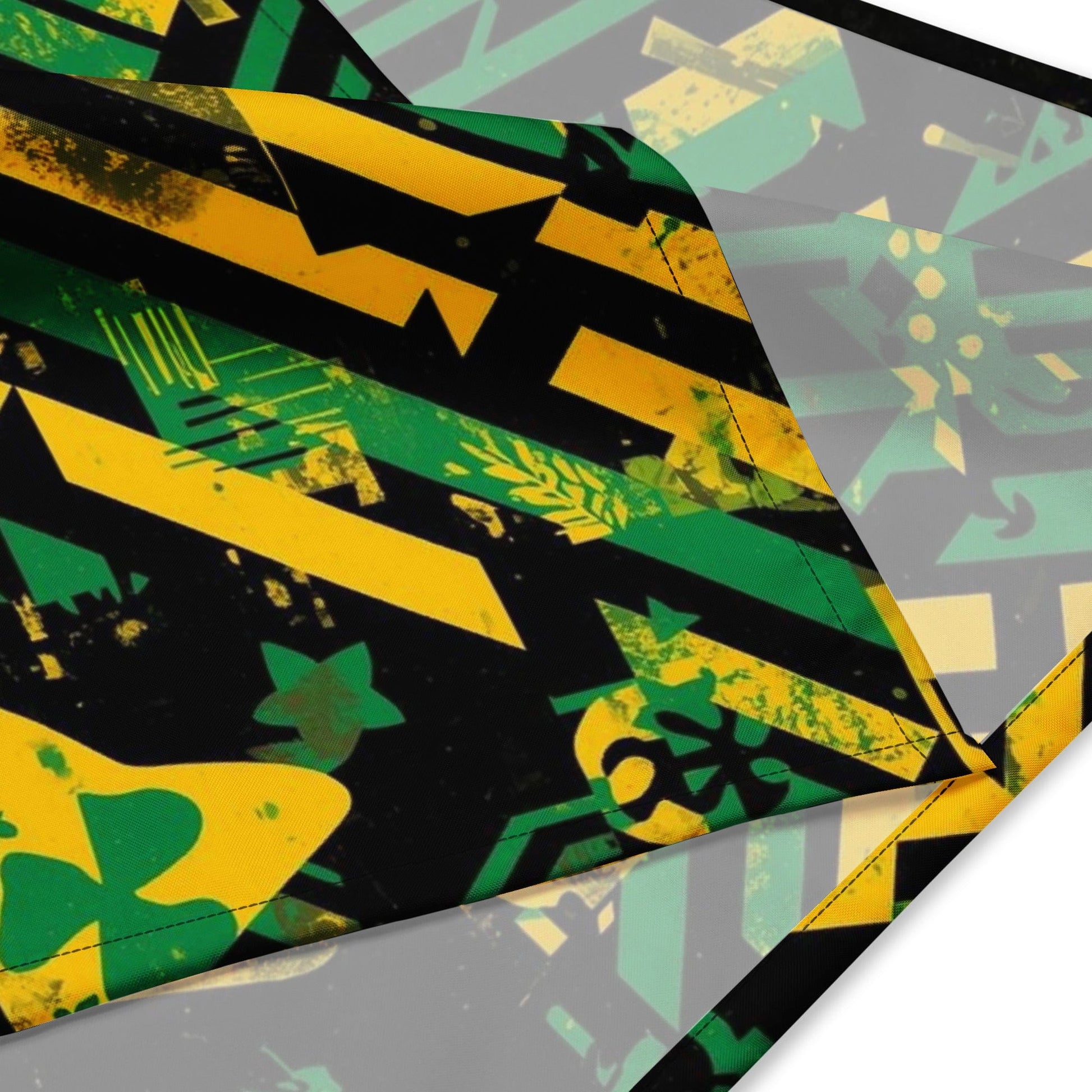 Stylish3Tees.com Bold Geometry (Green, Gold & Black) All-over print bandana