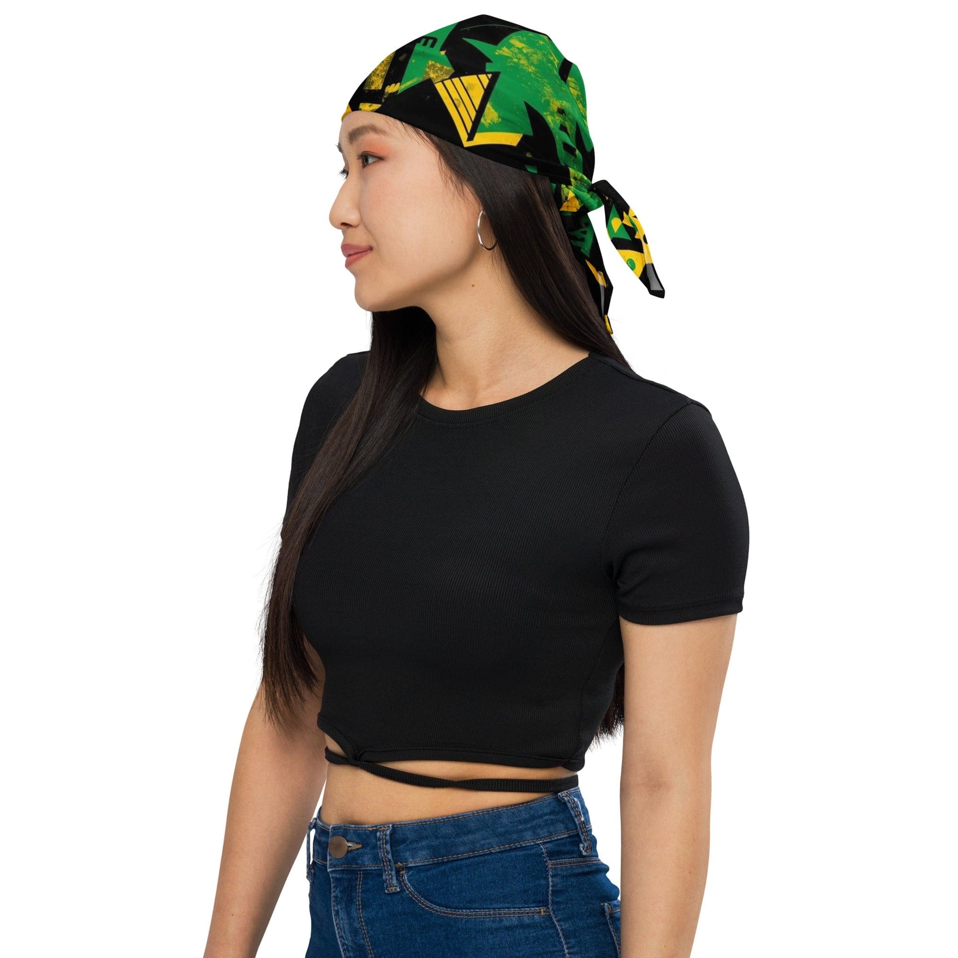 Stylish3Tees.com Bold Geometry (Green, Gold & Black) All-over print bandana