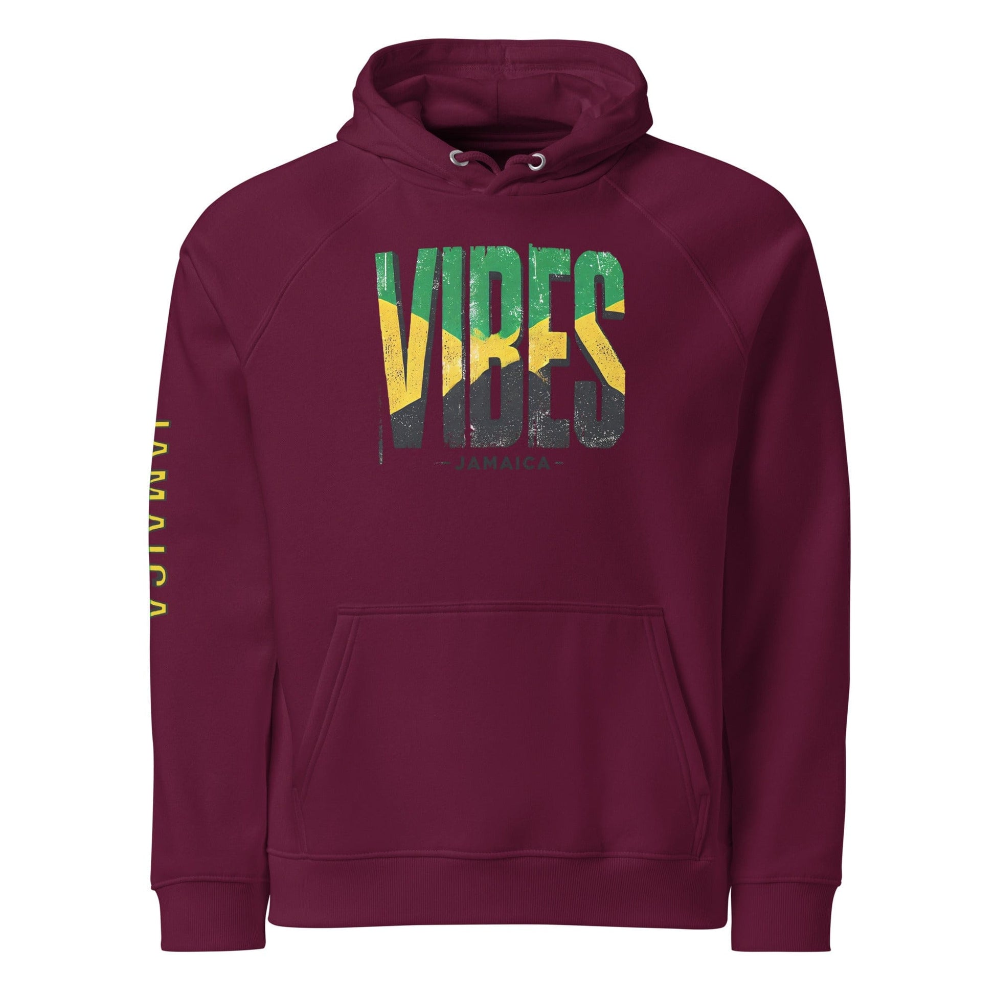 Stylish3Tees.com Burgundy / XS Vibes Jamaica Unisex eco raglan hoodie