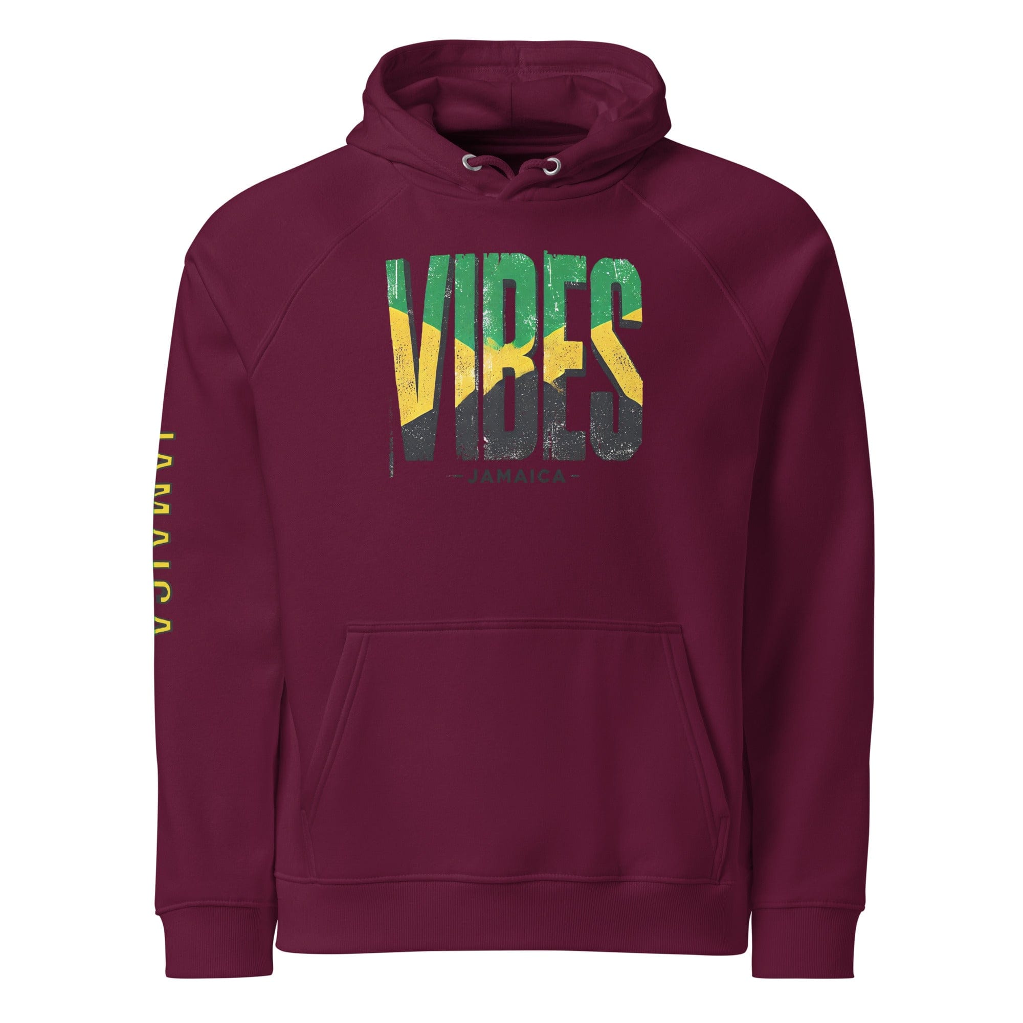 Stylish3Tees.com Burgundy / XS Vibes Jamaica Unisex eco raglan hoodie