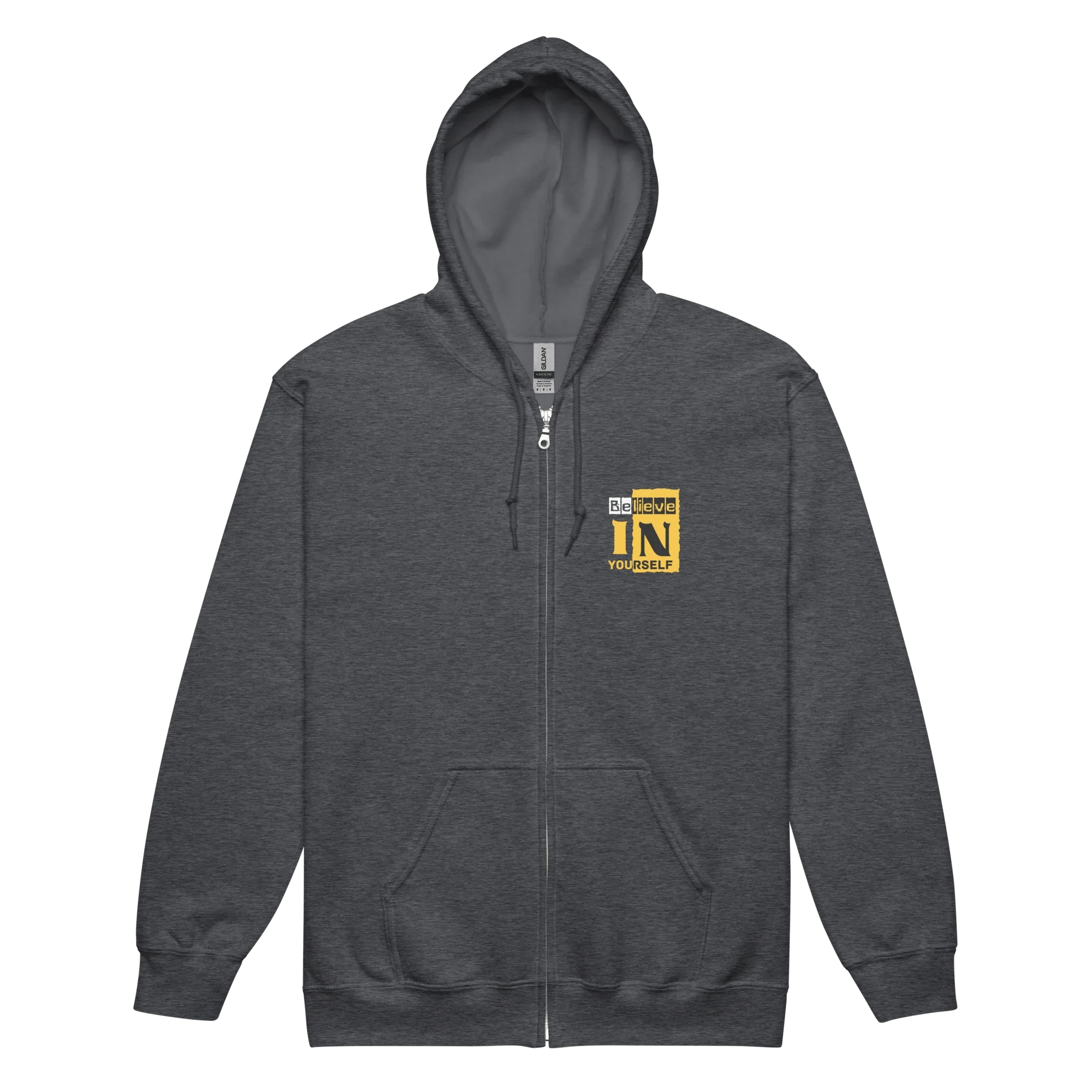 Stylish3Tees.com Dark Heather / S Believe In Your Self Unisex heavy blend zip hoodie