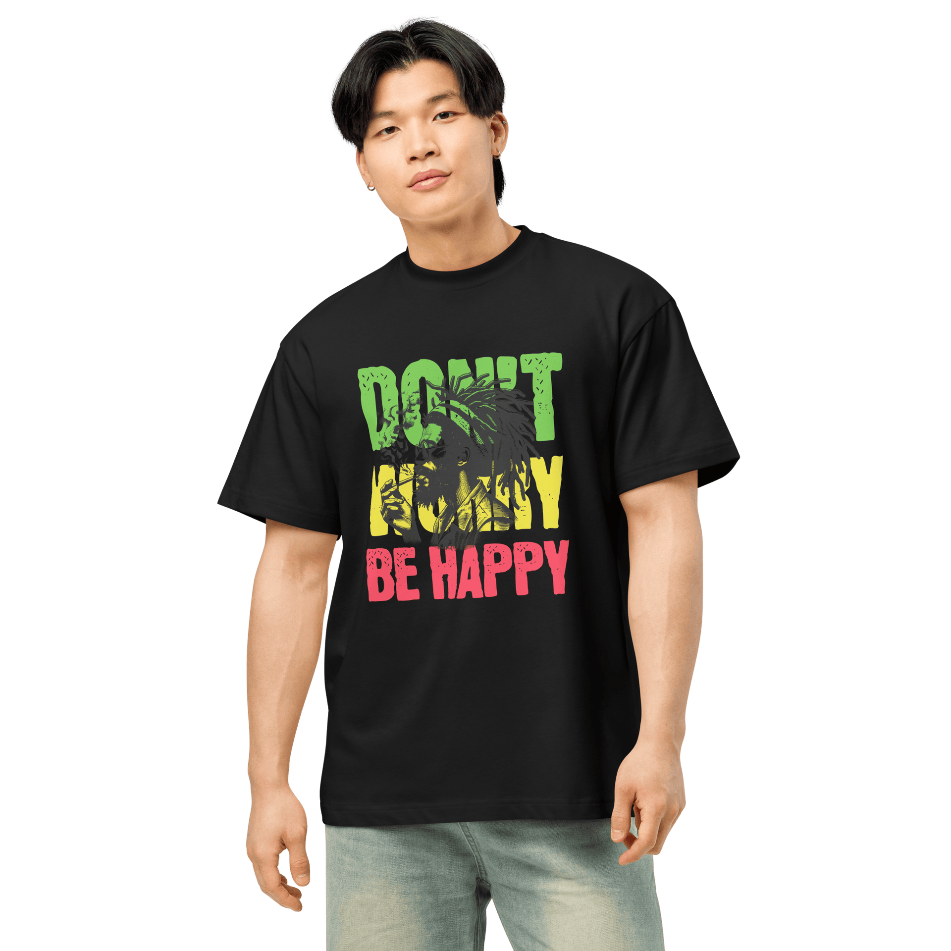 Stylish3Tees.com Don't Worry, Be Happy Men’s Box Tee