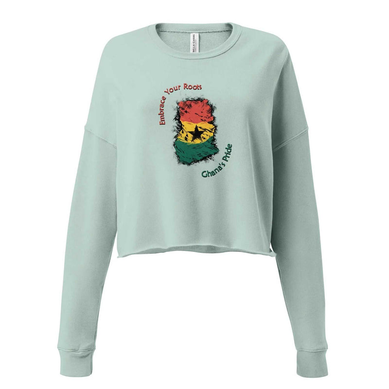 STYLISH3TEES.COM Dusty Blue / S Roots Of  Ghana's Pride Crop Sweatshirt