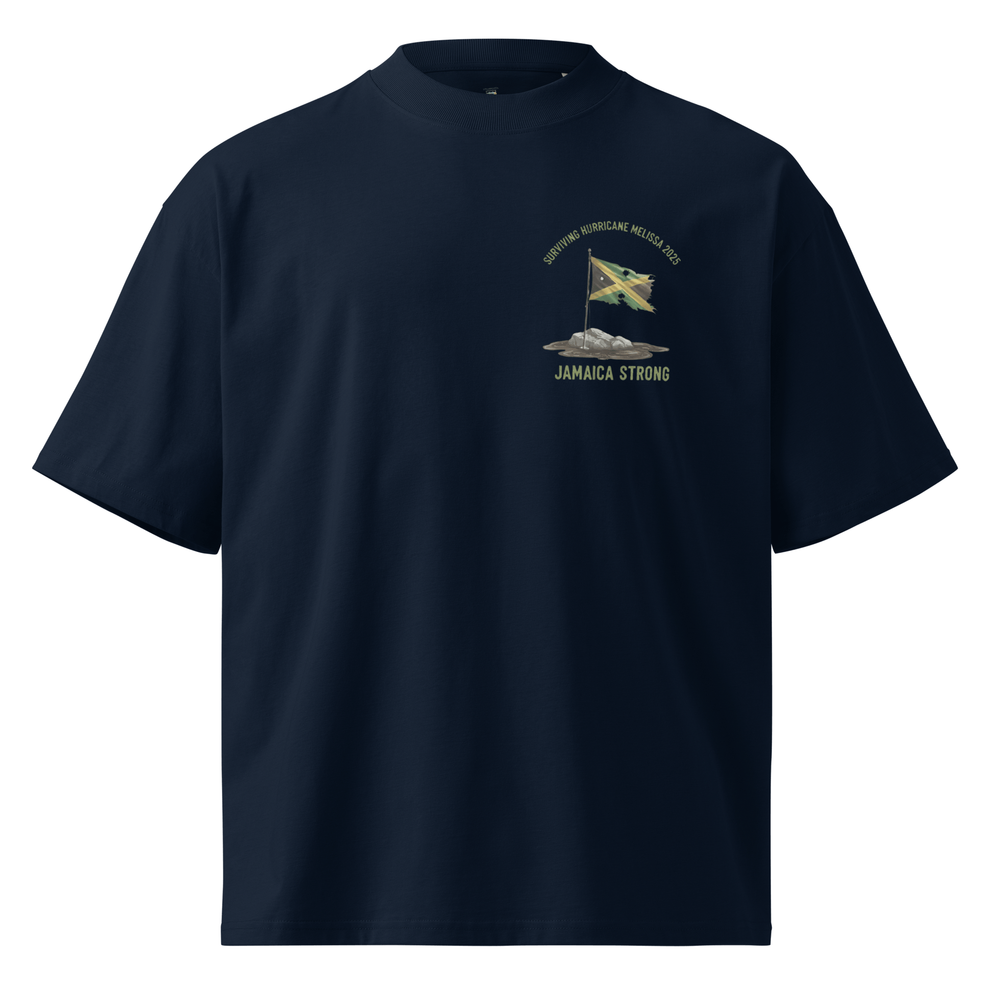 Stylish3Tees.com French Navy / S Surviving Hurricane Melissa Unisex organic oversized high neck t-shirt