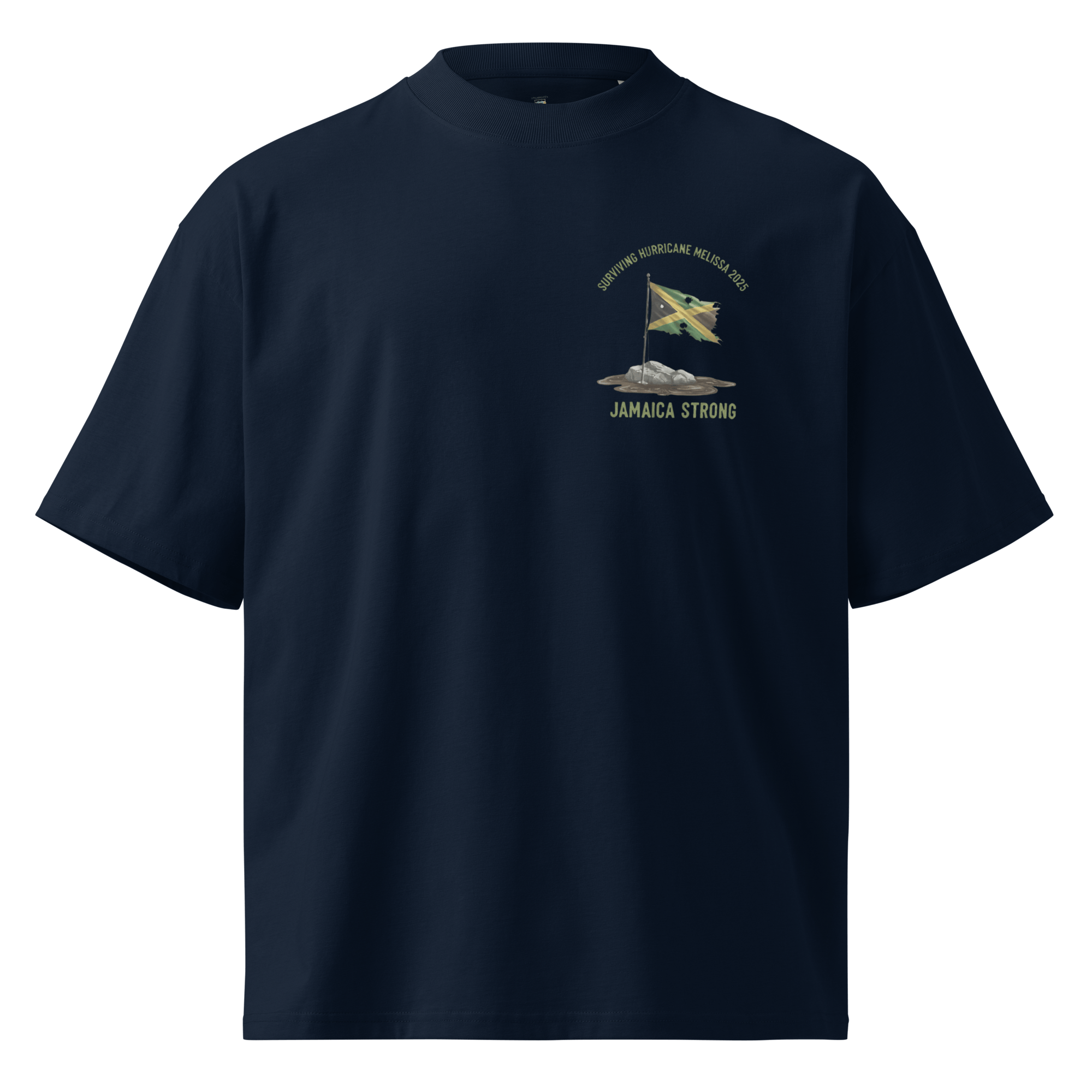 Stylish3Tees.com French Navy / S Surviving Hurricane Melissa Unisex organic oversized high neck t-shirt