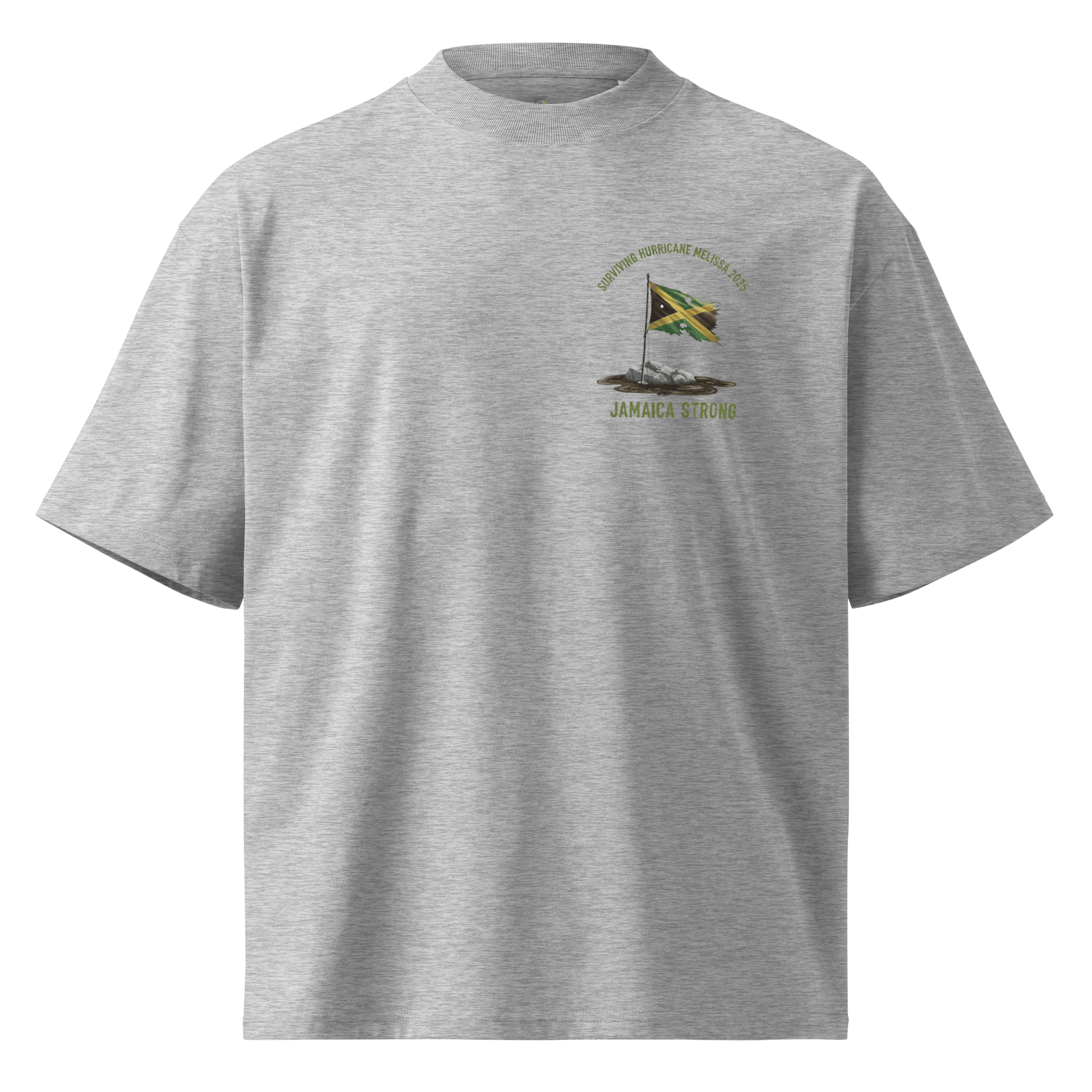 Stylish3Tees.com Heather Grey / S Surviving Hurricane Melissa Unisex organic oversized high neck t-shirt