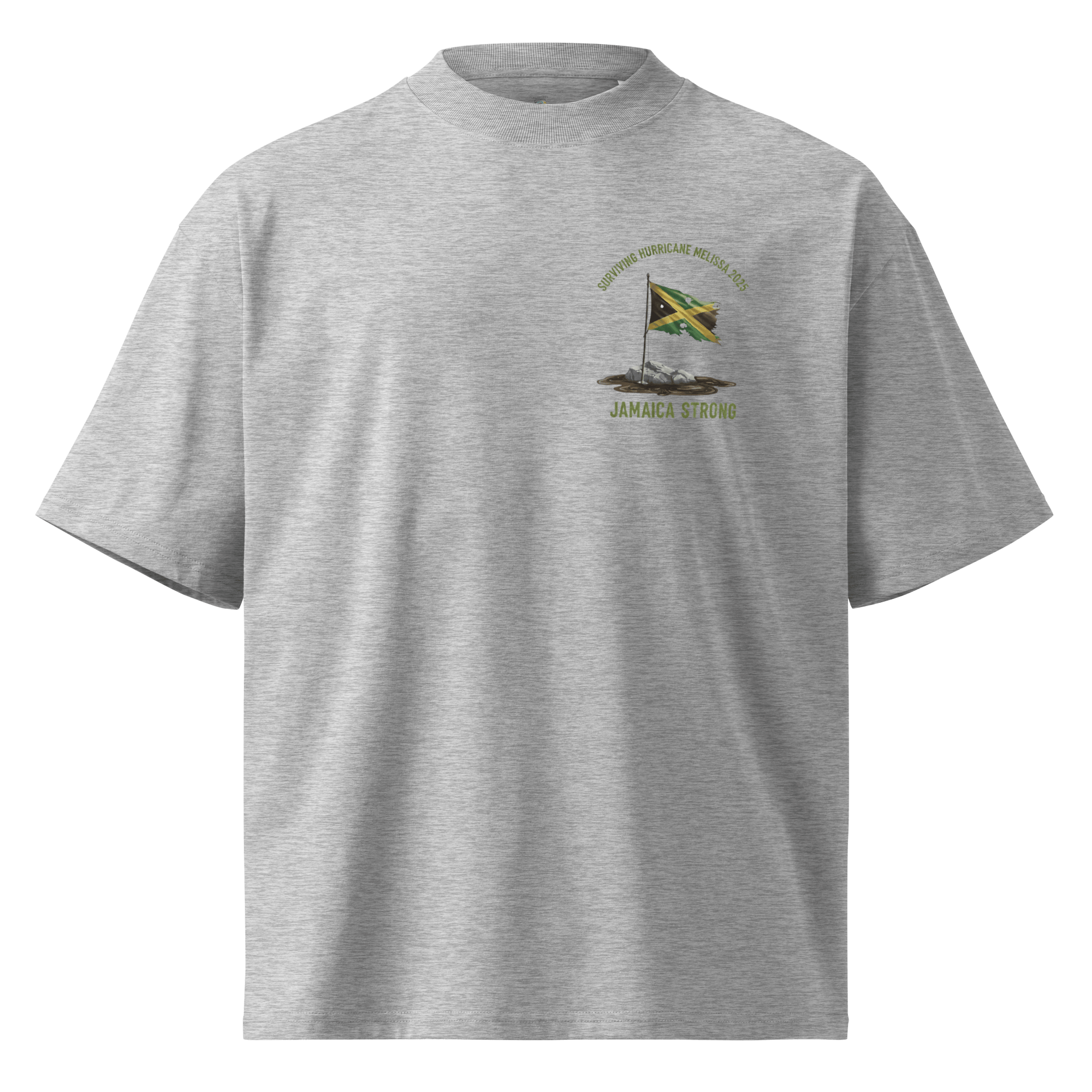 Stylish3Tees.com Heather Grey / S Surviving Hurricane Melissa Unisex organic oversized high neck t-shirt