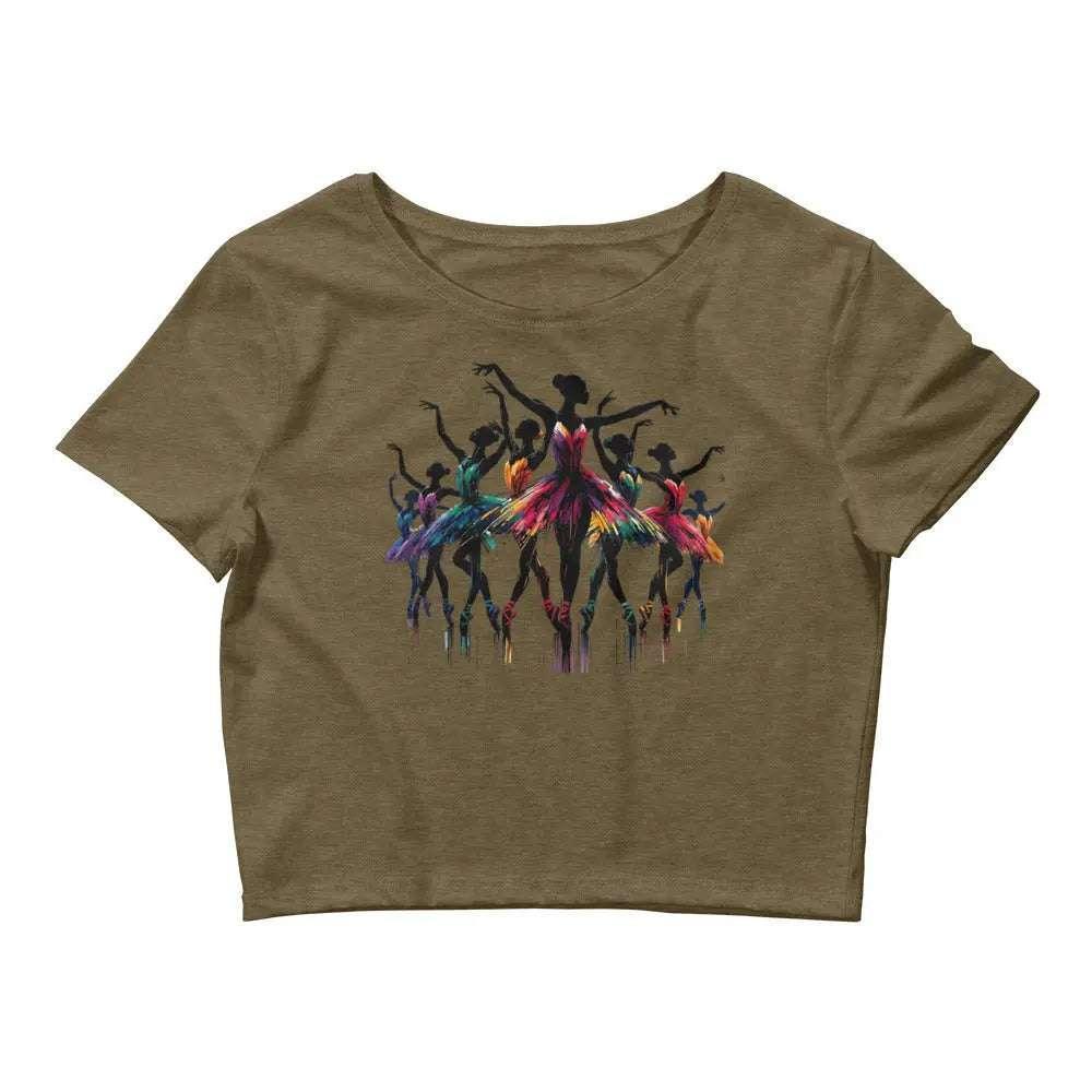 Stylish3Tees.com Heather Olive / XS/SM Ballet Dancers -Grace In Motion Women’s Crop Tee