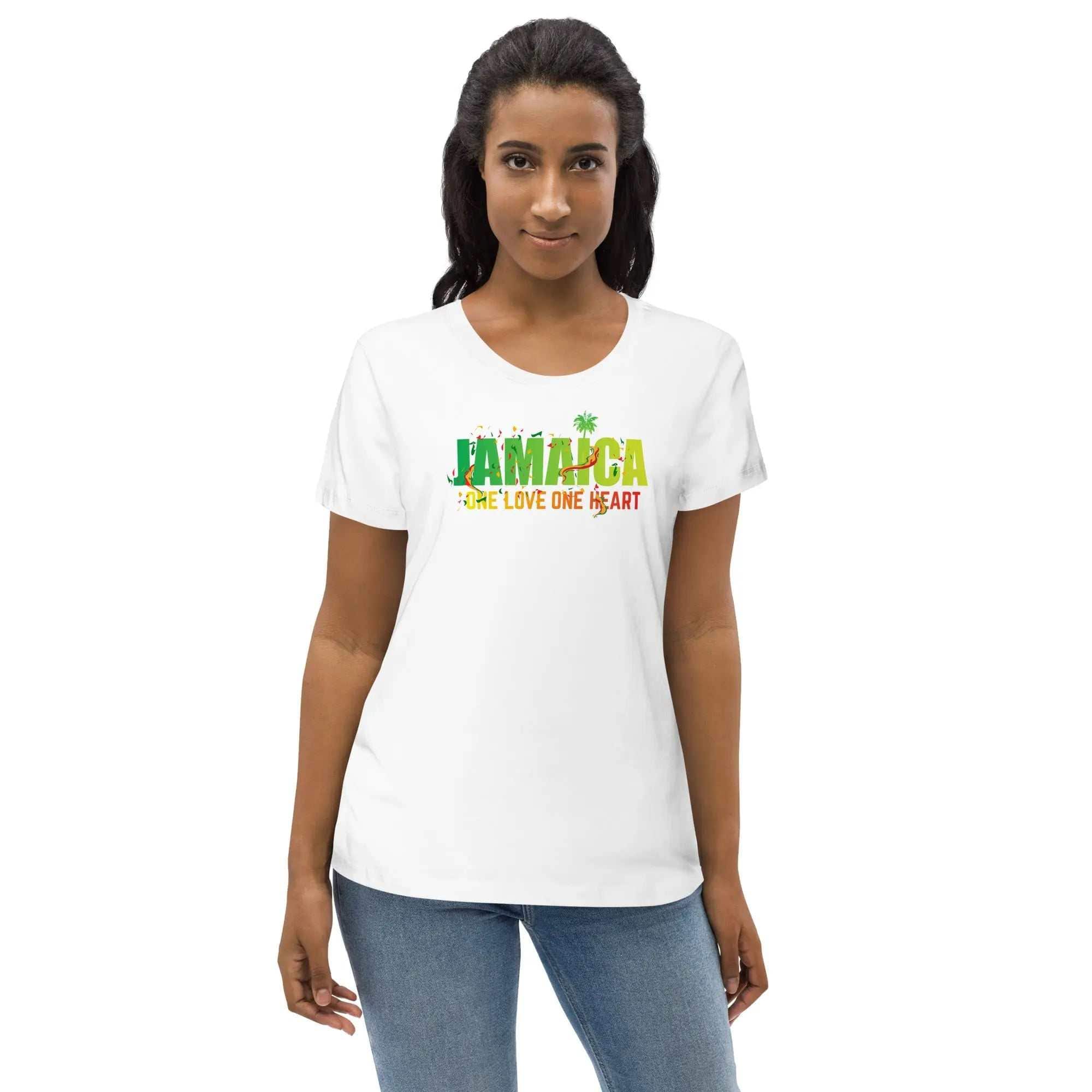 Stylish3Tees.com Jamaica One Love One Heart Womens fitted eco tee