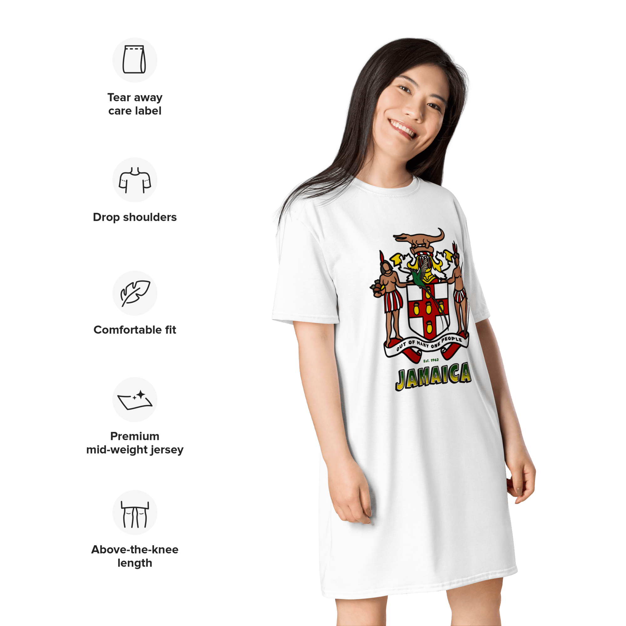 Stylish3Tees.com Jamaica Out Of Many One People T-shirt dress
