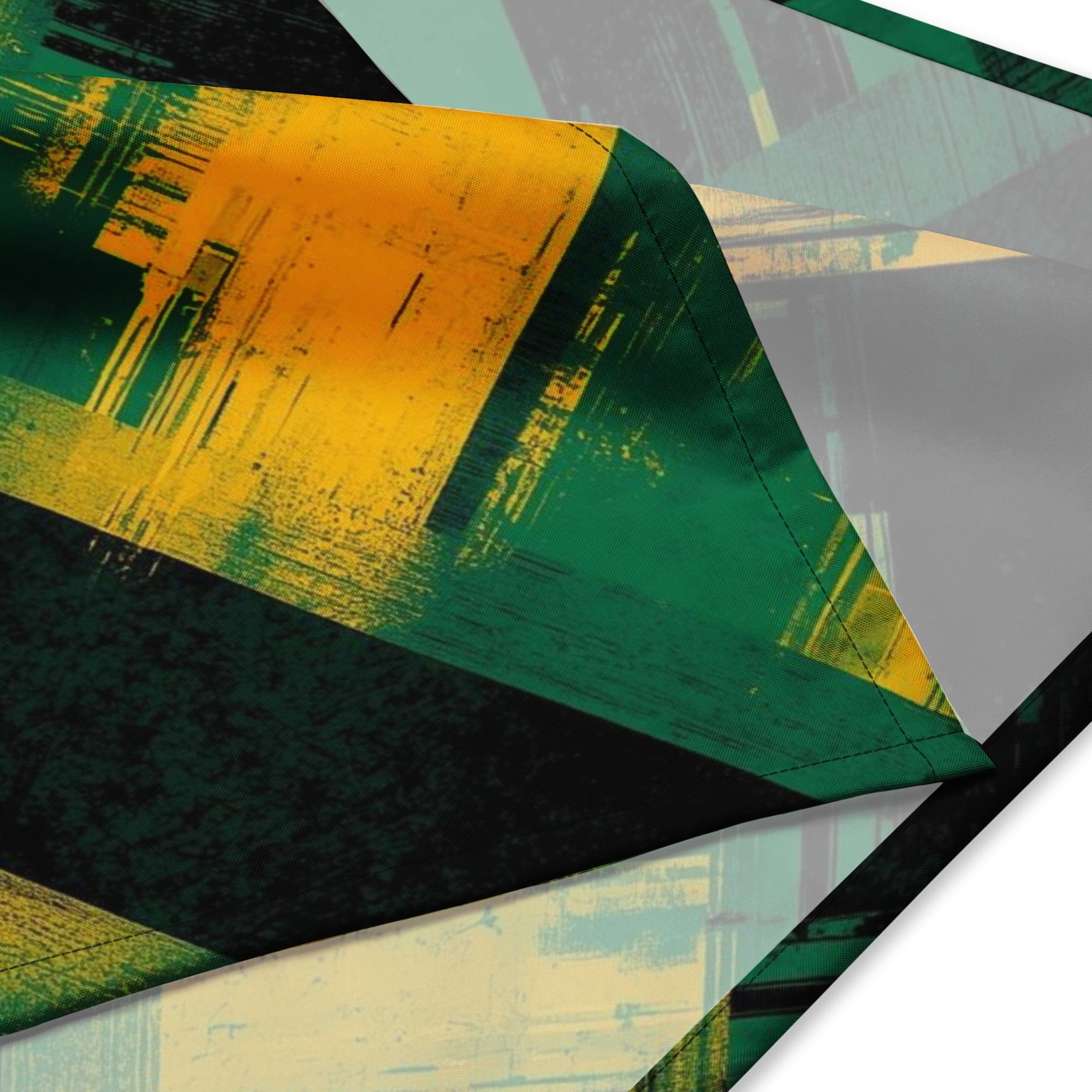 Stylish3Tees.com L Bold Geometry (Green, Gold & Black) All-over print bandana