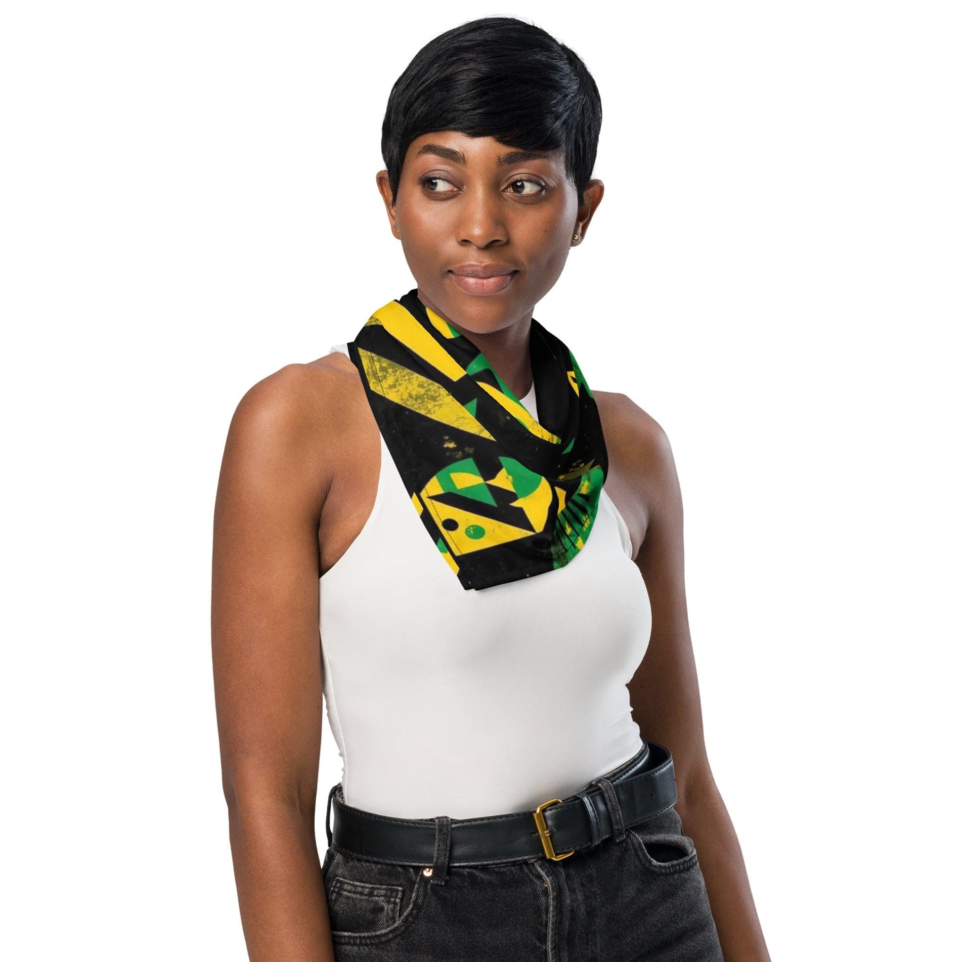 Stylish3Tees.com L Bold Geometry (Green, Gold & Black) All-over print bandana