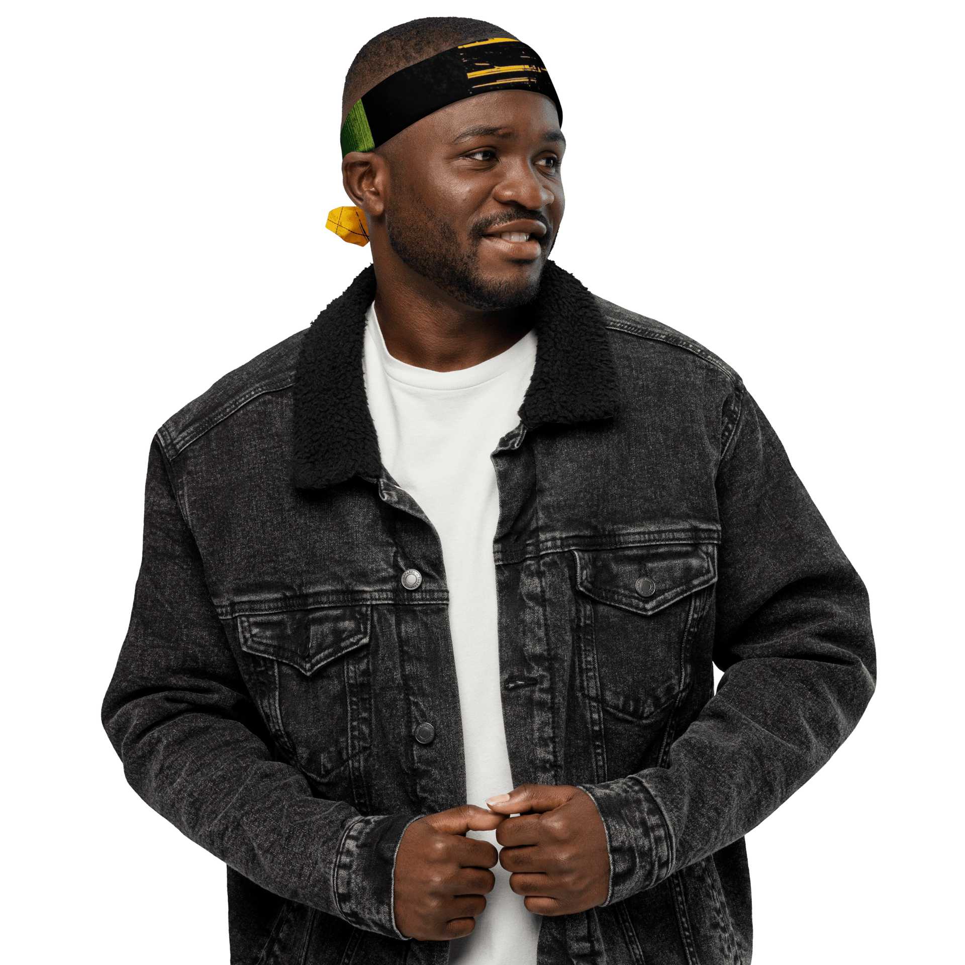 Stylish3Tees.com M Bold Geometry (Green, Gold & Black) All-over print bandana