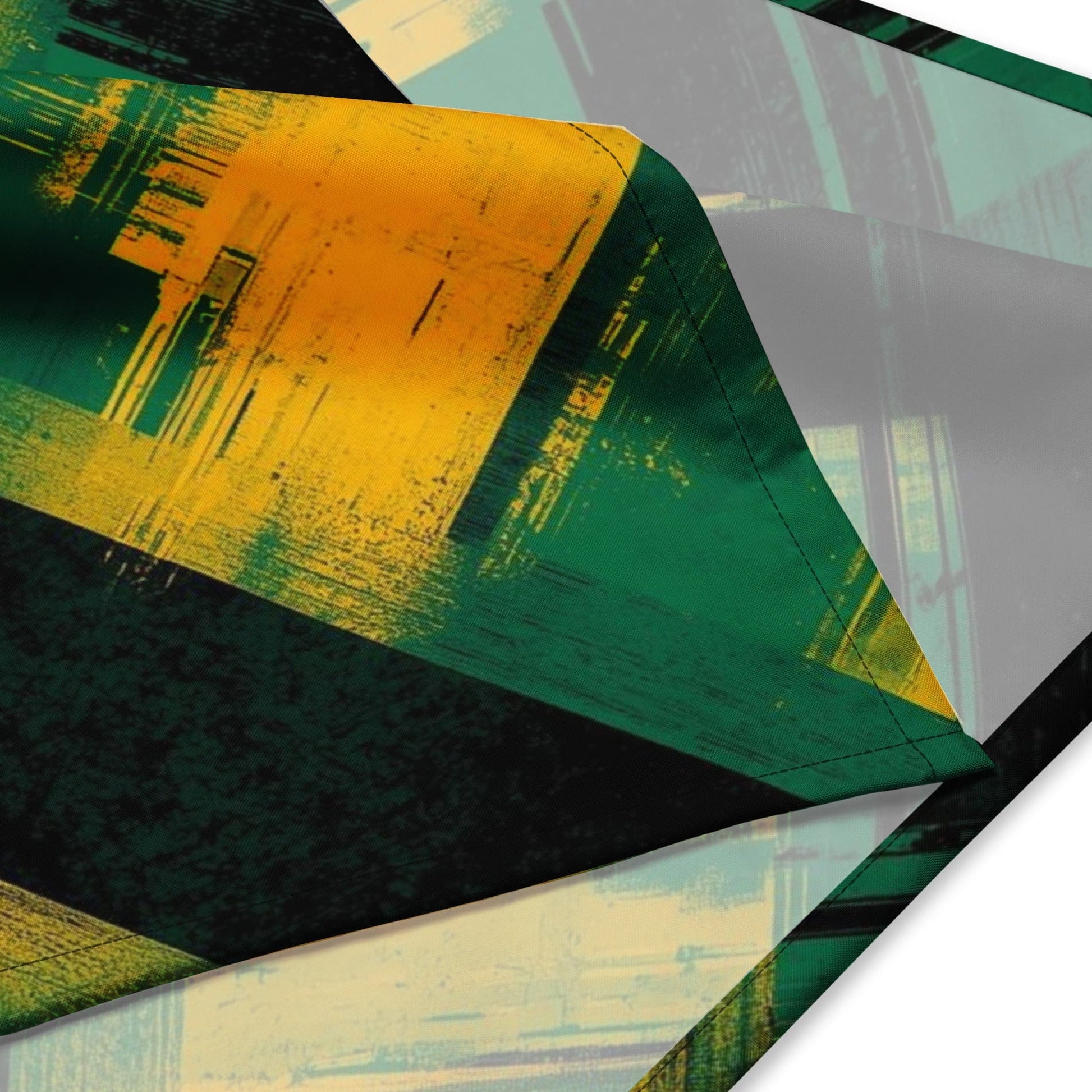 Stylish3Tees.com M Bold Geometry (Green, Gold & Black) All-over print bandana