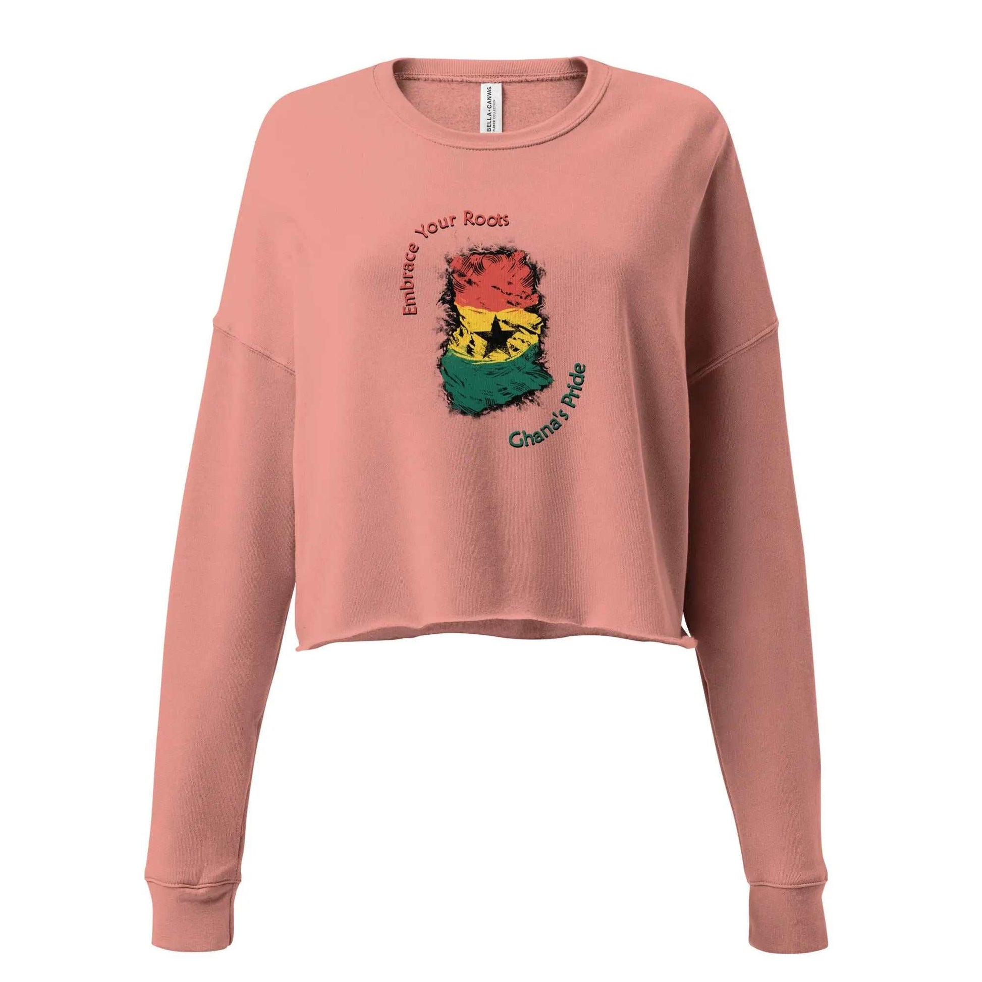 STYLISH3TEES.COM Mauve / S Roots Of  Ghana's Pride Crop Sweatshirt