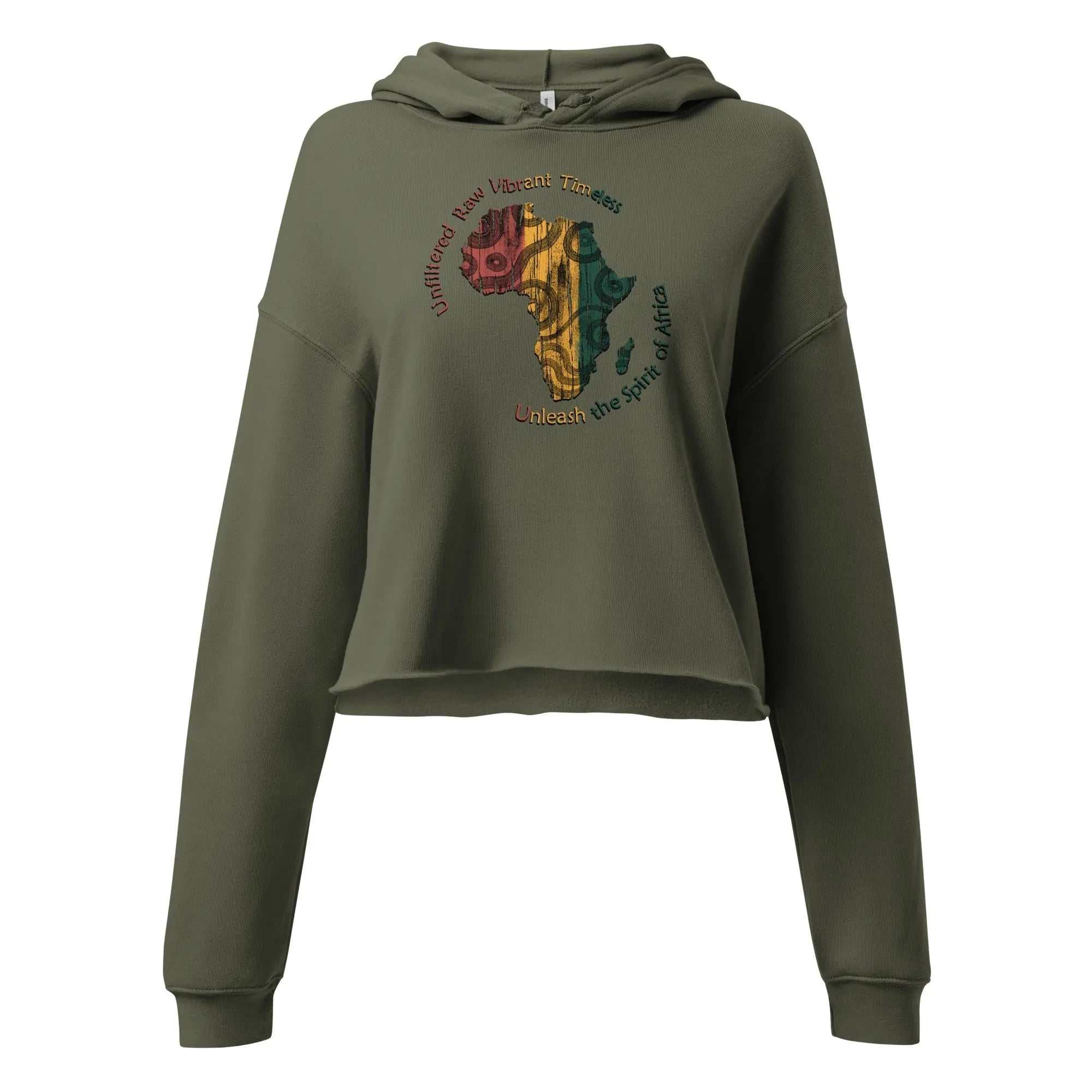 STYLISH3TEES.COM Military Green / S Spirit Of Africa Ladies Crop Hoodie