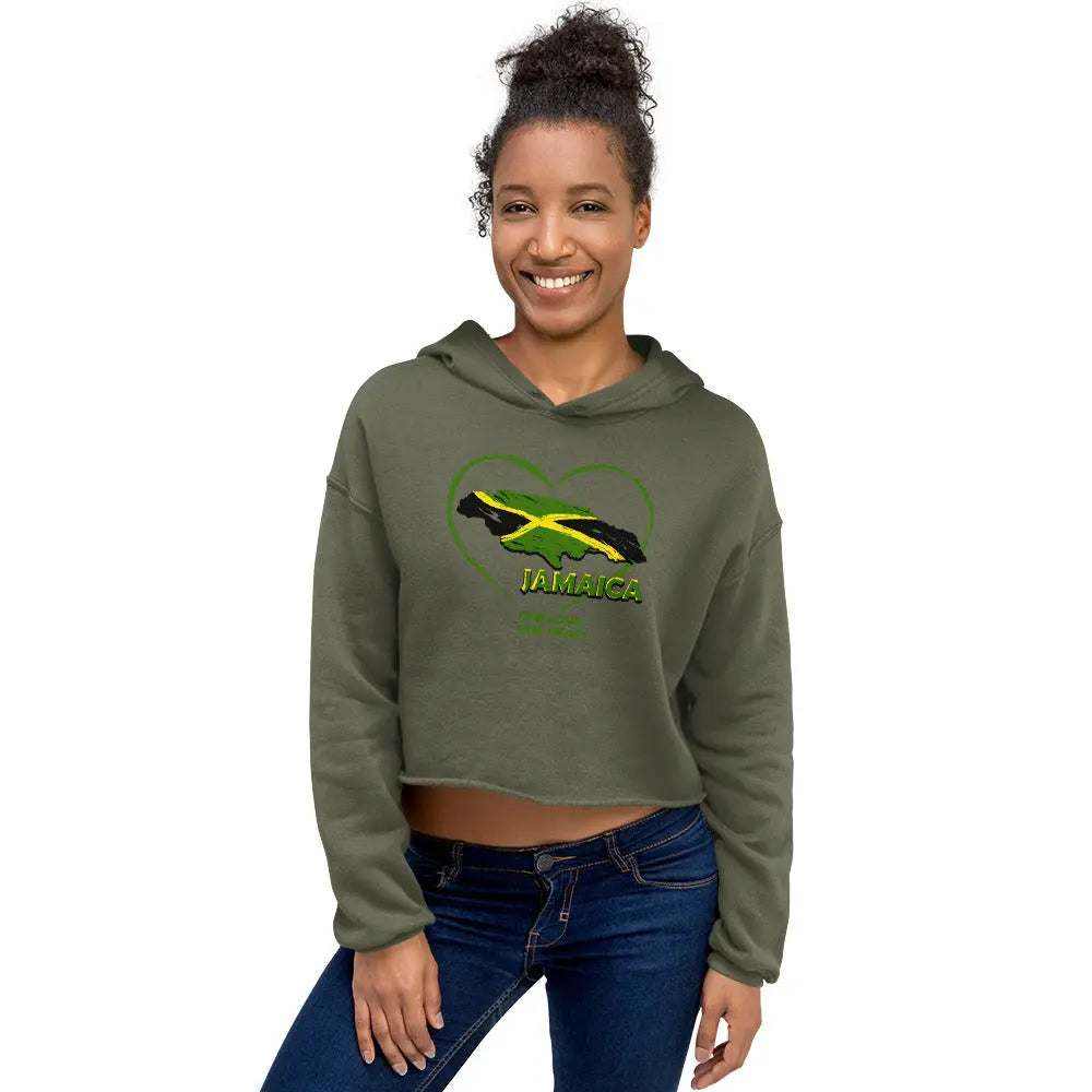 STYLISH3TEES.COM One Love One Heart Ladies Crop Hoodie