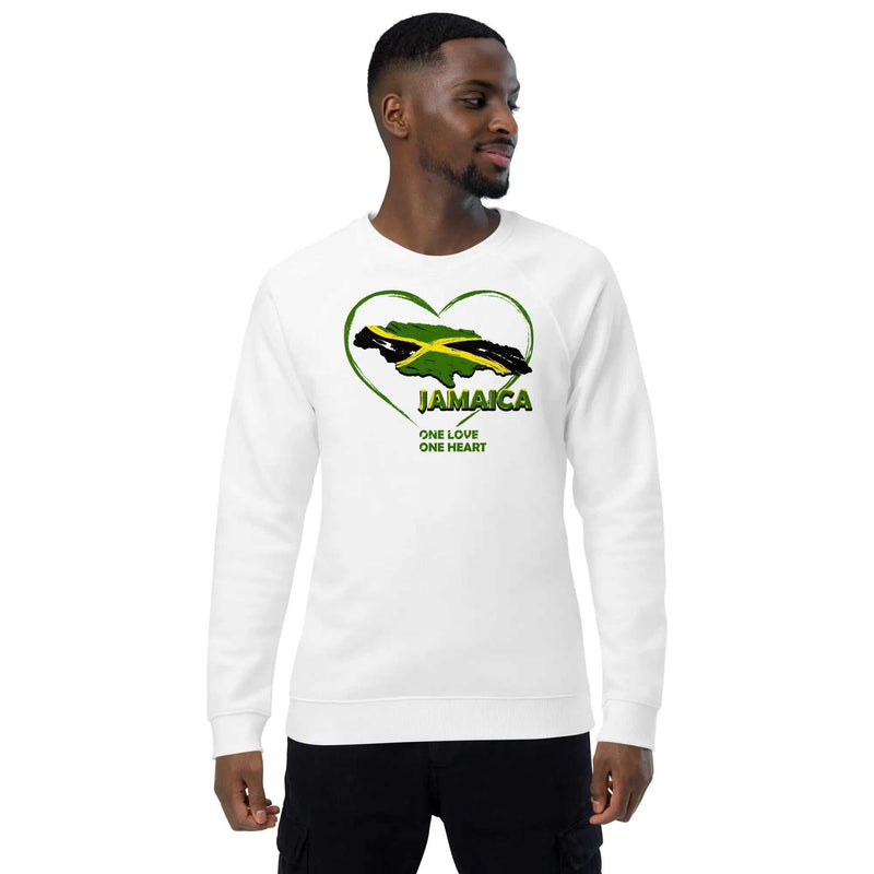 Stylish3Tees.com One Love One Heart Unisex organic raglan sweatshirt