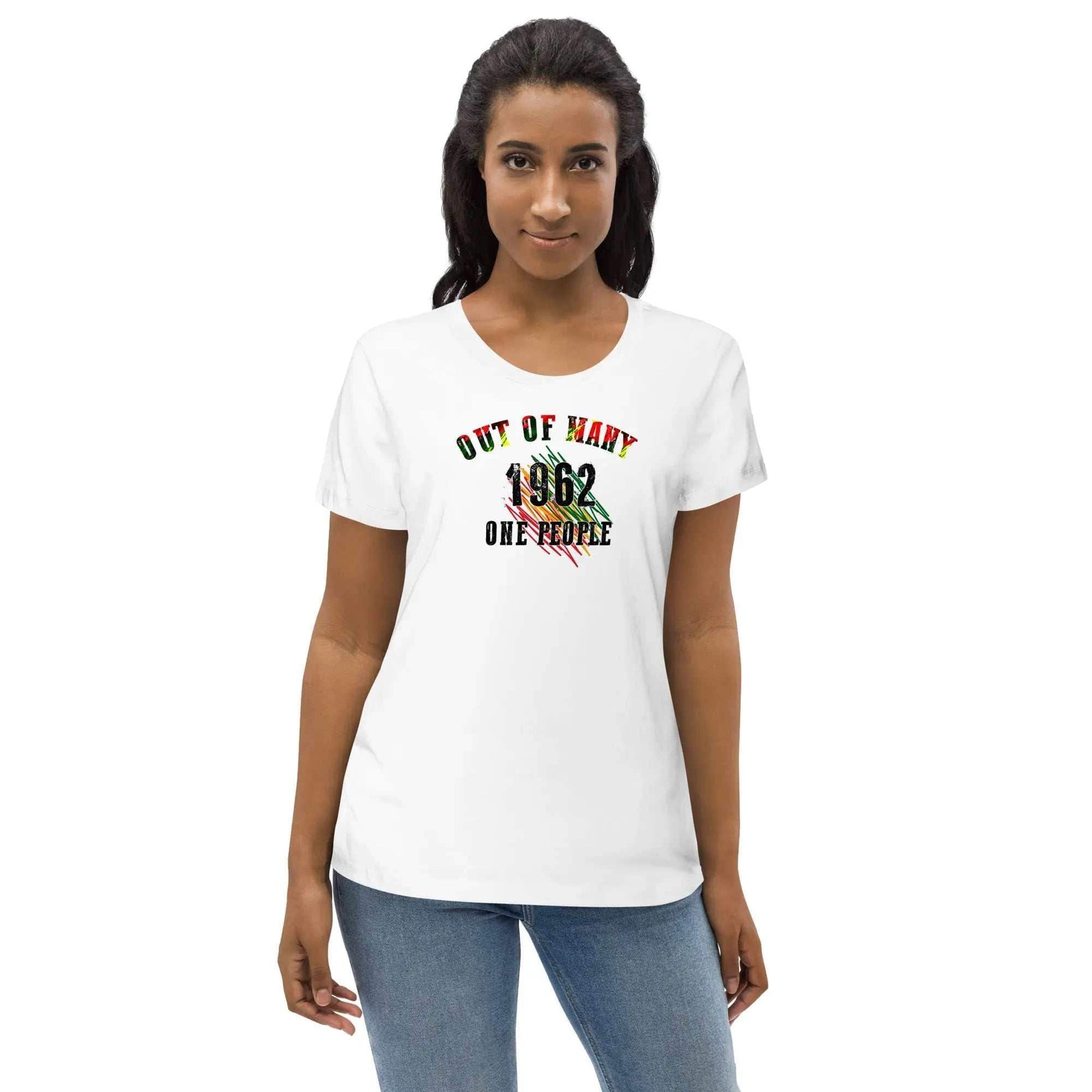 Stylish3Tees.com Out Of Many One People Women's fitted eco tee
