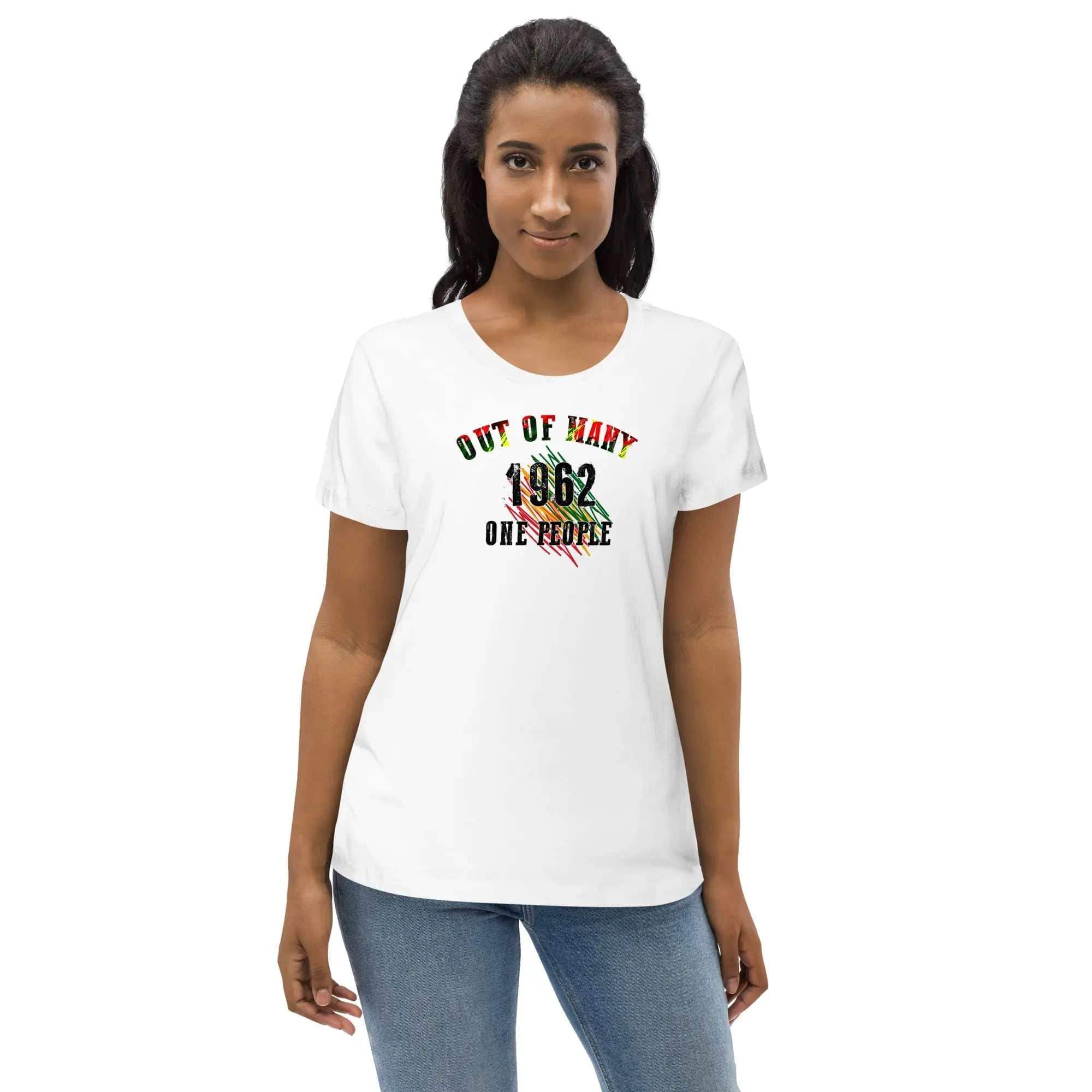 Stylish3Tees.com Out Of Many One People Women's fitted eco tee