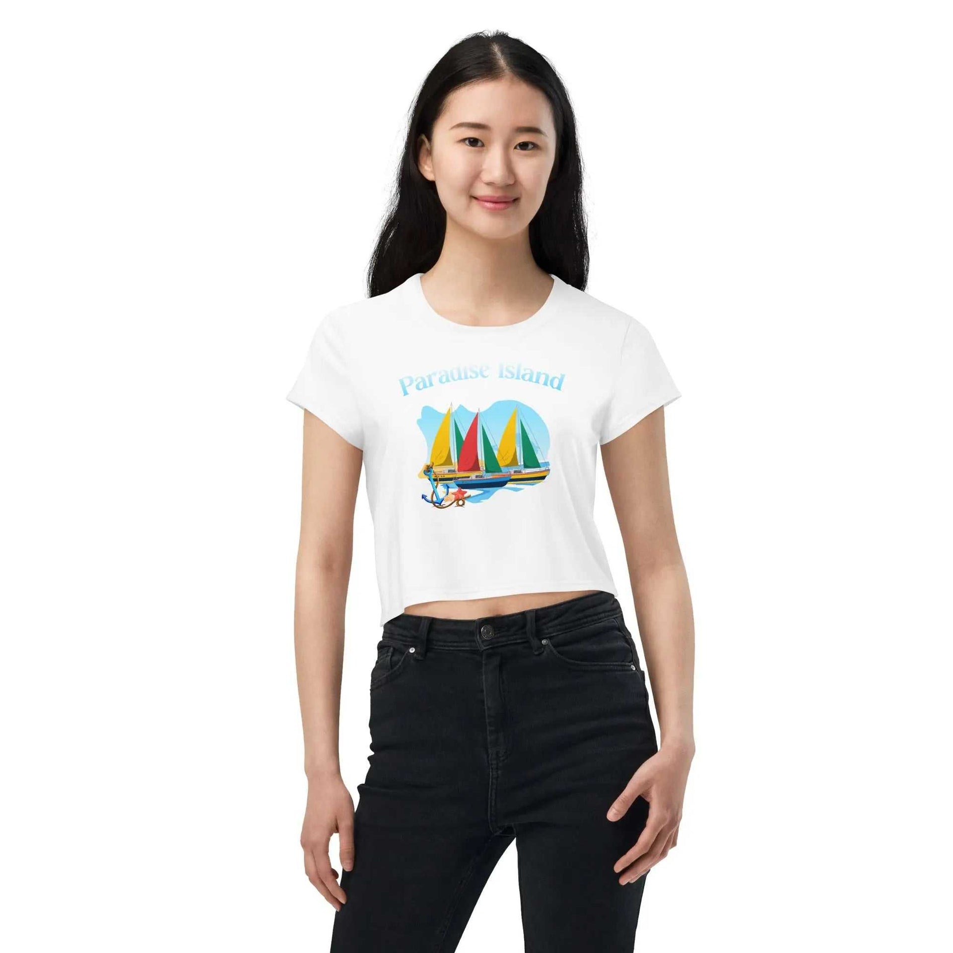 Stylish3Tees.com Paradise Island All-Over Print Crop Tee