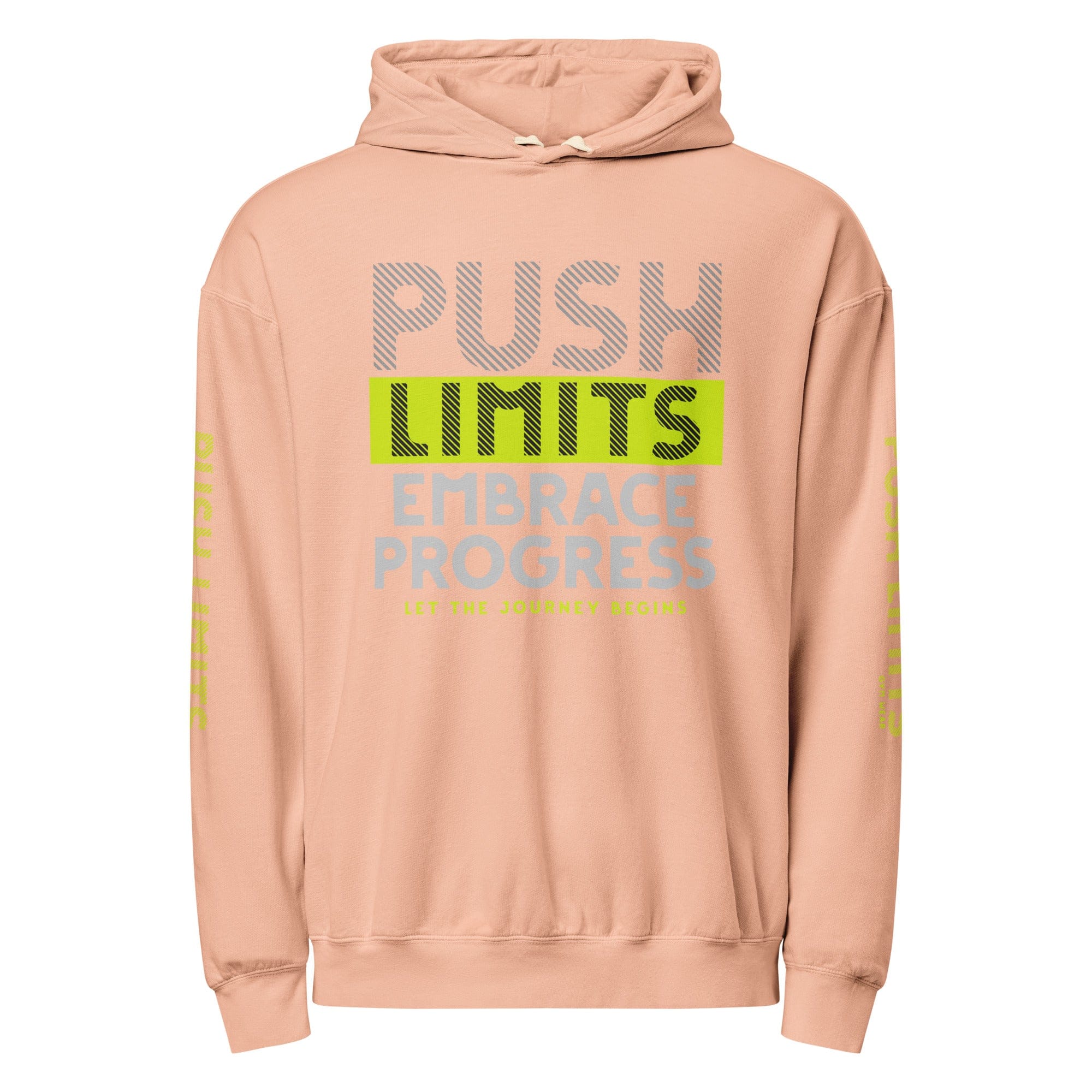 Stylish3Tees.com Peachy / S Push Limits Embrace Progress Unisex garment-dyed lightweight hoodie