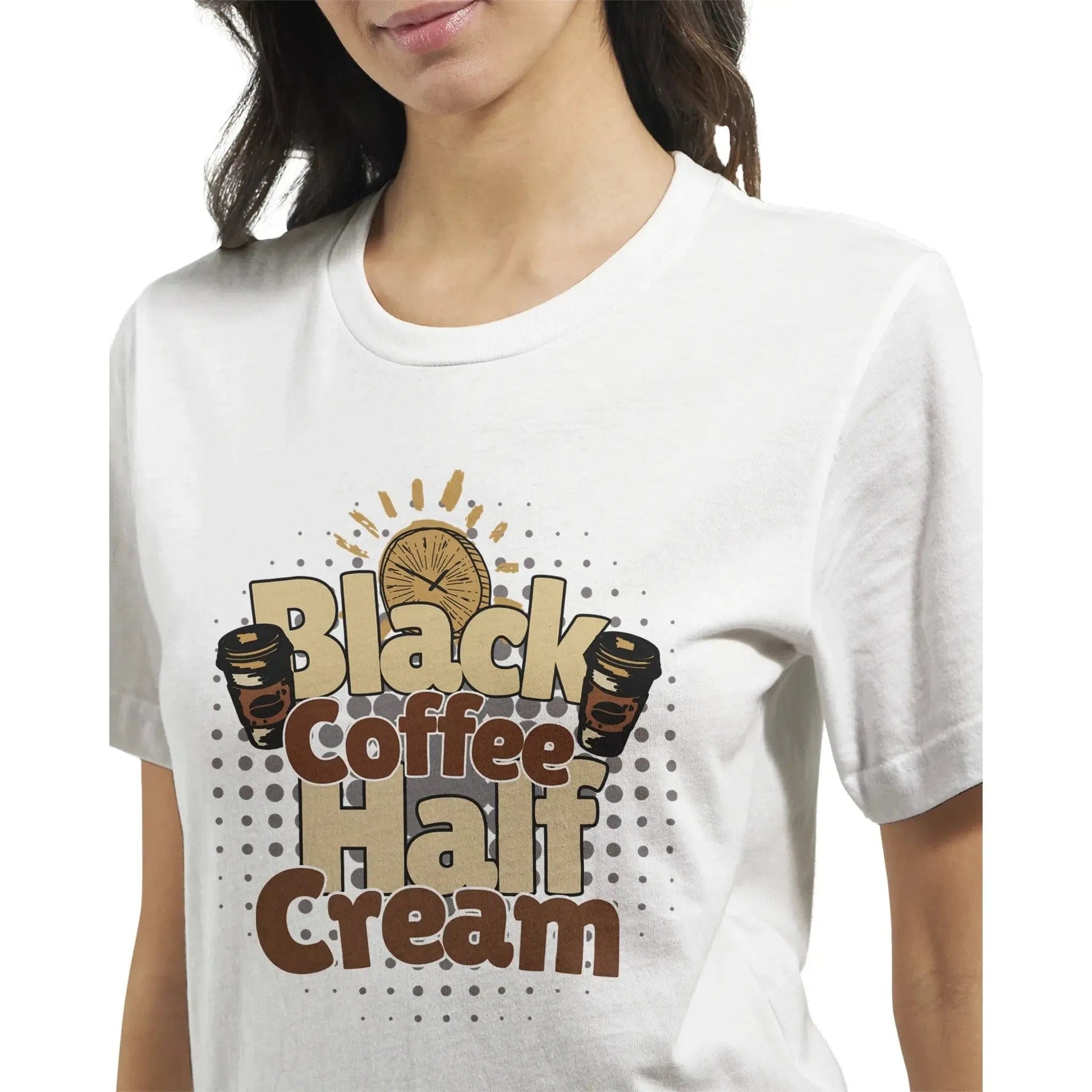 Stylish3Tees.com Print Material Black Coffee-Half Cream Premium Unisex Crewneck T-shirt