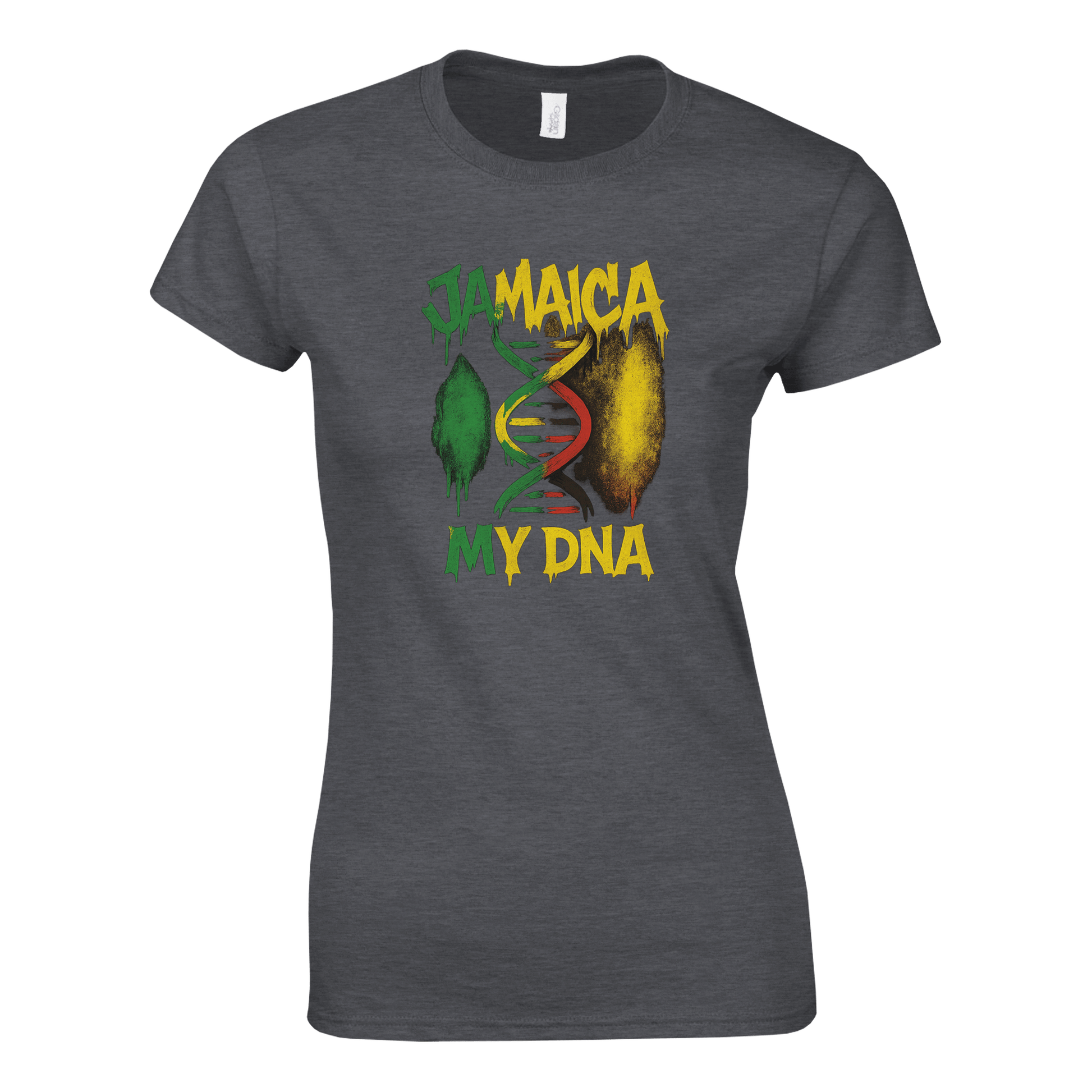 Stylish3Tees.com Print Material Dark Heather / S Jamaica My DNA SR1 Classic Womens Crewneck T-shirt | Gildan® 64000L