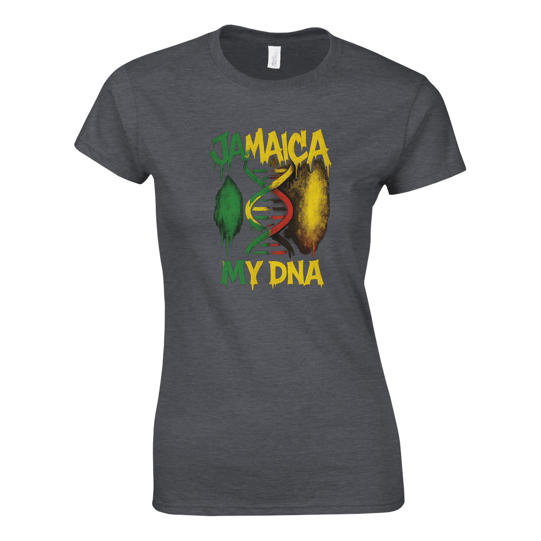 Stylish3Tees.com Print Material Dark Heather / S Jamaica My DNA SR1 Classic Womens Crewneck T-shirt | Gildan® 64000L