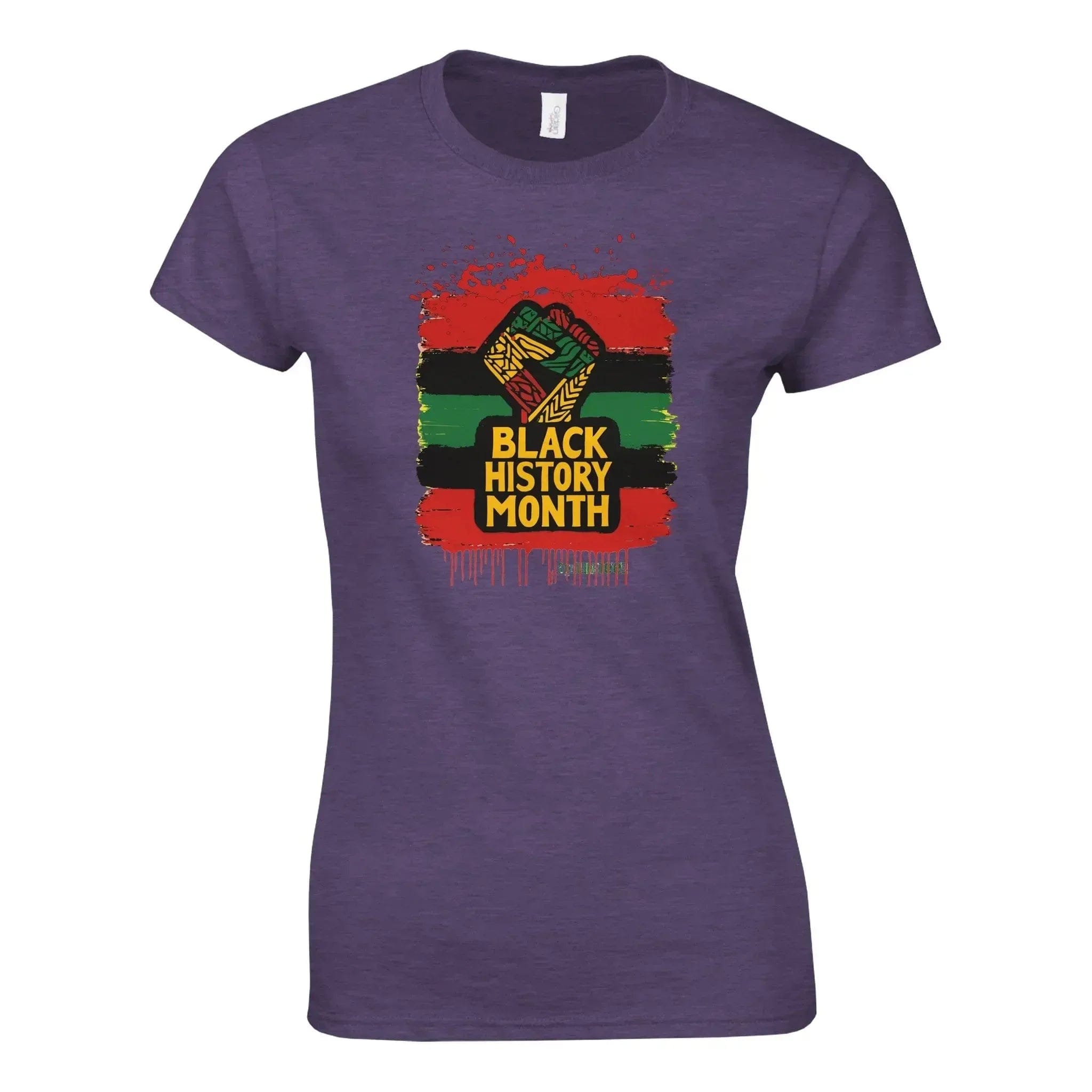 Stylish3Tees.com Print Material Heather Purple / S Black History Month Classic Womens Crewneck T-shirt | Gildan® 64000L