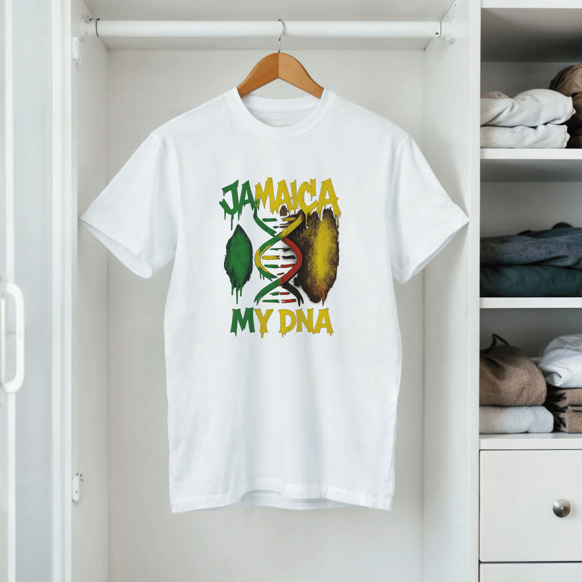 Stylish3Tees.com Print Material Jamaica My DNA SR1 Classic Womens Crewneck T-shirt | Gildan® 64000L