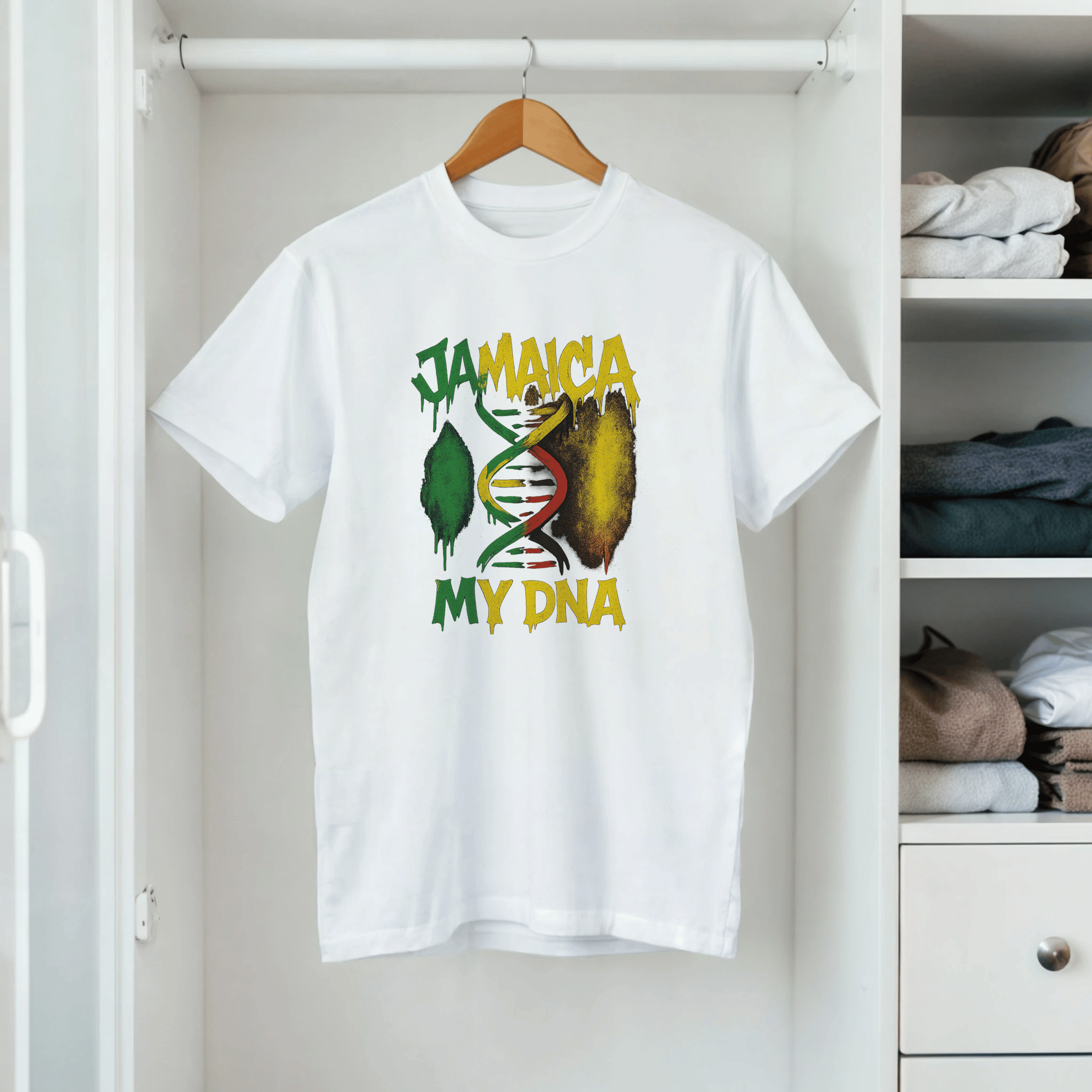 Stylish3Tees.com Print Material Jamaica My DNA SR1 Classic Womens Crewneck T-shirt | Gildan® 64000L