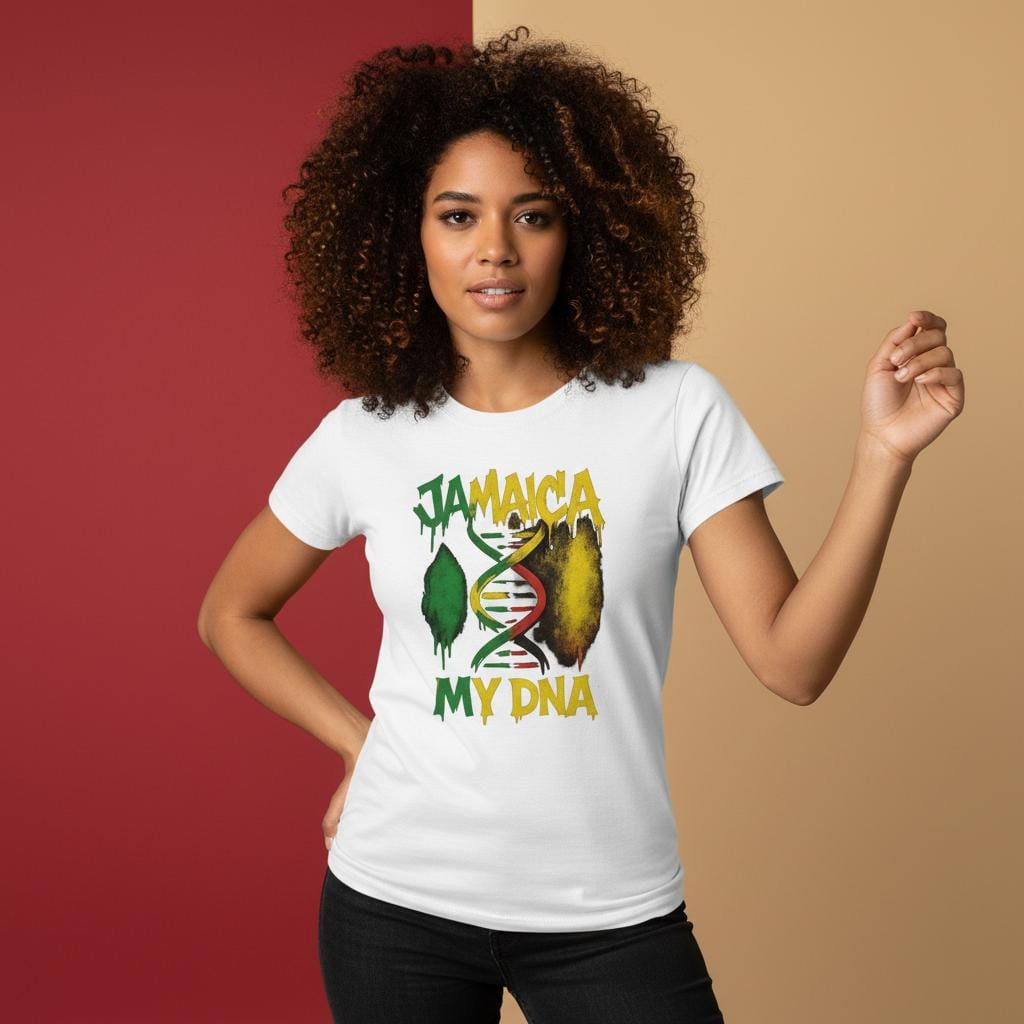 Stylish3Tees.com Print Material Jamaica My DNA SR1 Classic Womens Crewneck T-shirt | Gildan® 64000L