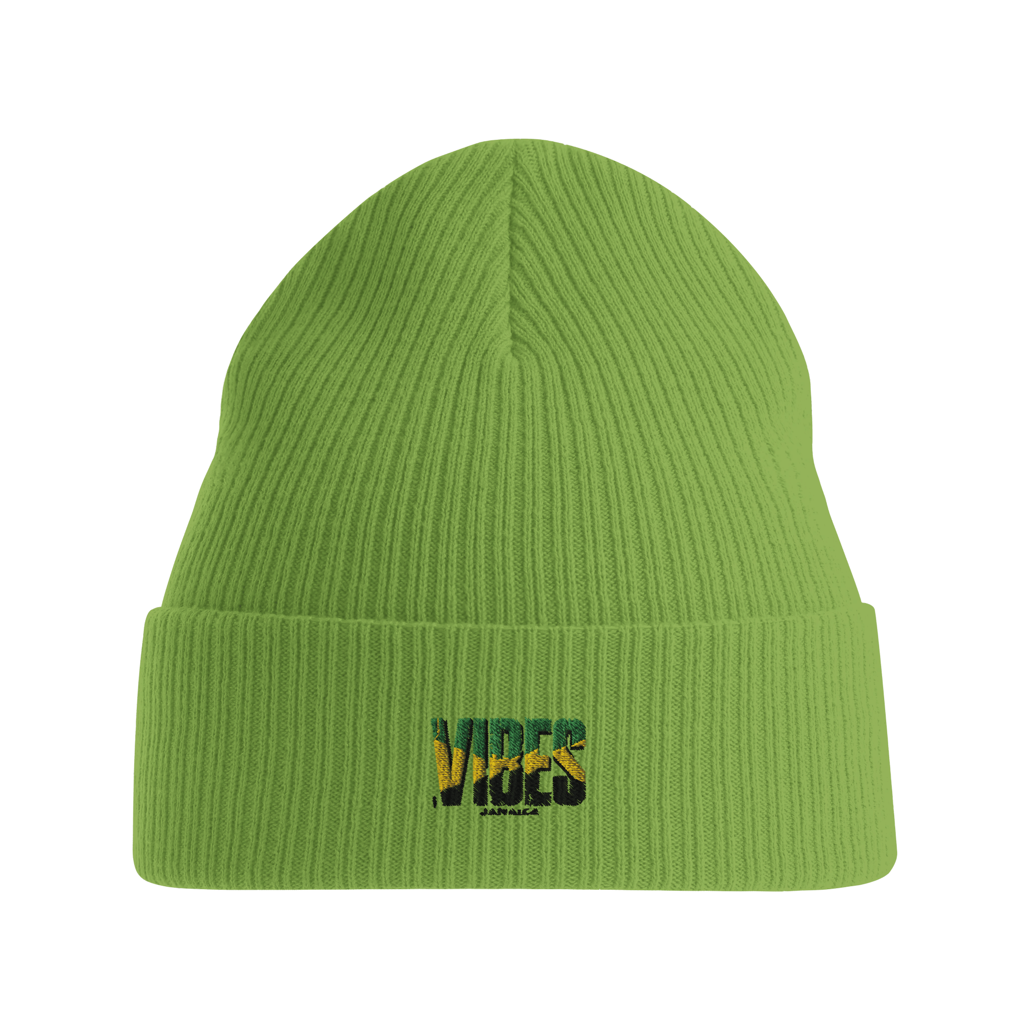 Stylish3Tees.com Print Material leaf green Vibes Jamaica Sustainable Cuffed Beanie | Atlantis NELSON Light Grey