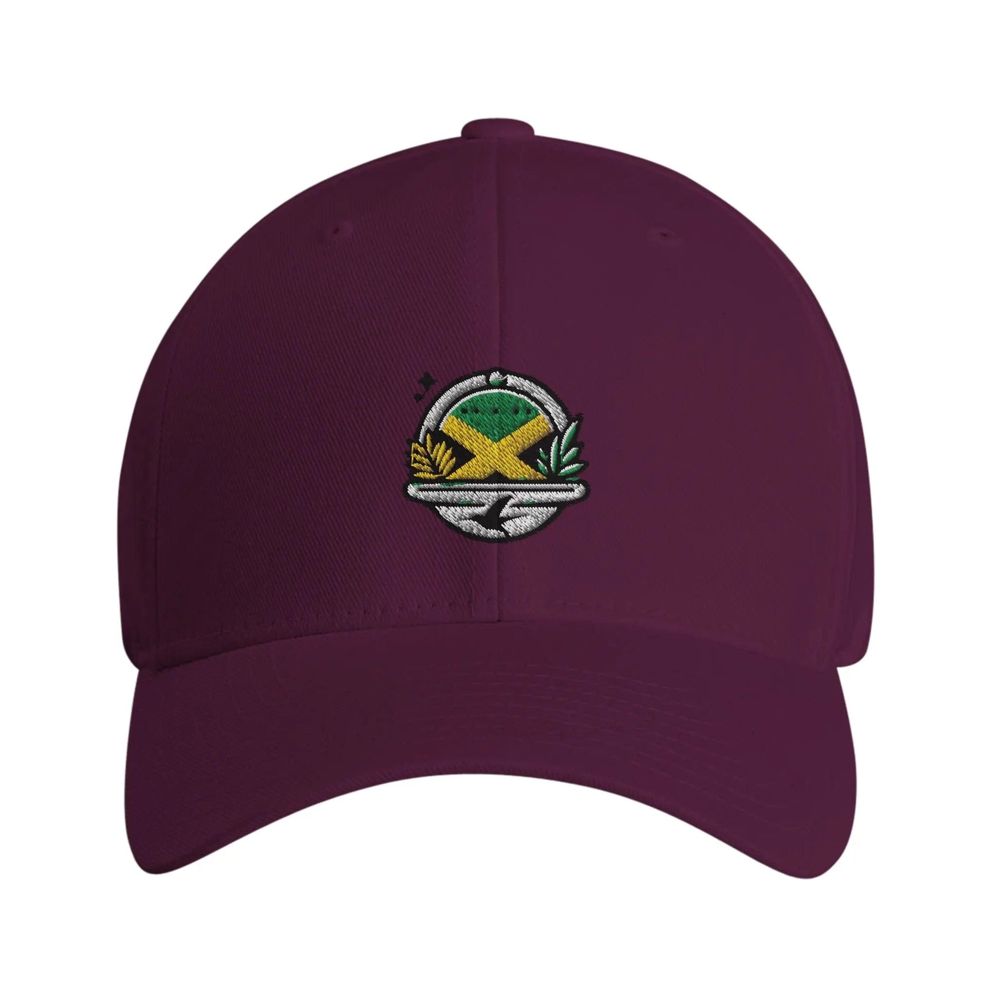 Stylish3Tees.com Print Material Maroon Jamaica Luxury Fitted Baseball Cap | Flexfit 6277