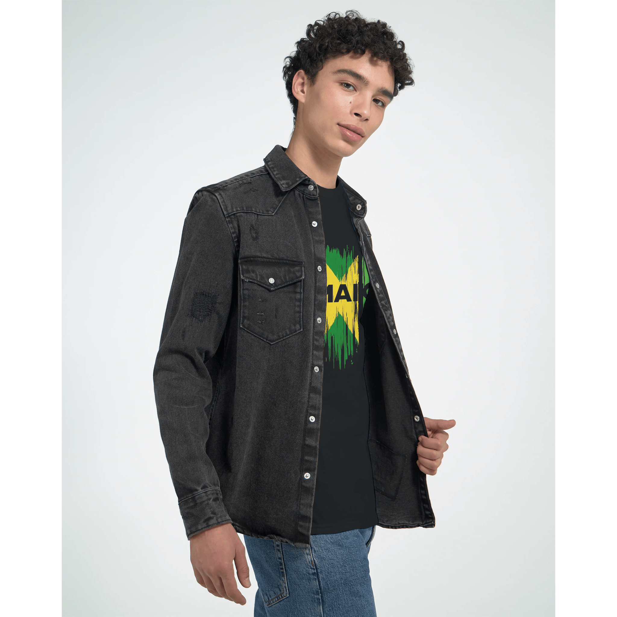 Stylish3Tees.com Print Material Raw Unfiltered Jamaica Heavyweight Unisex Crewneck T-shirt